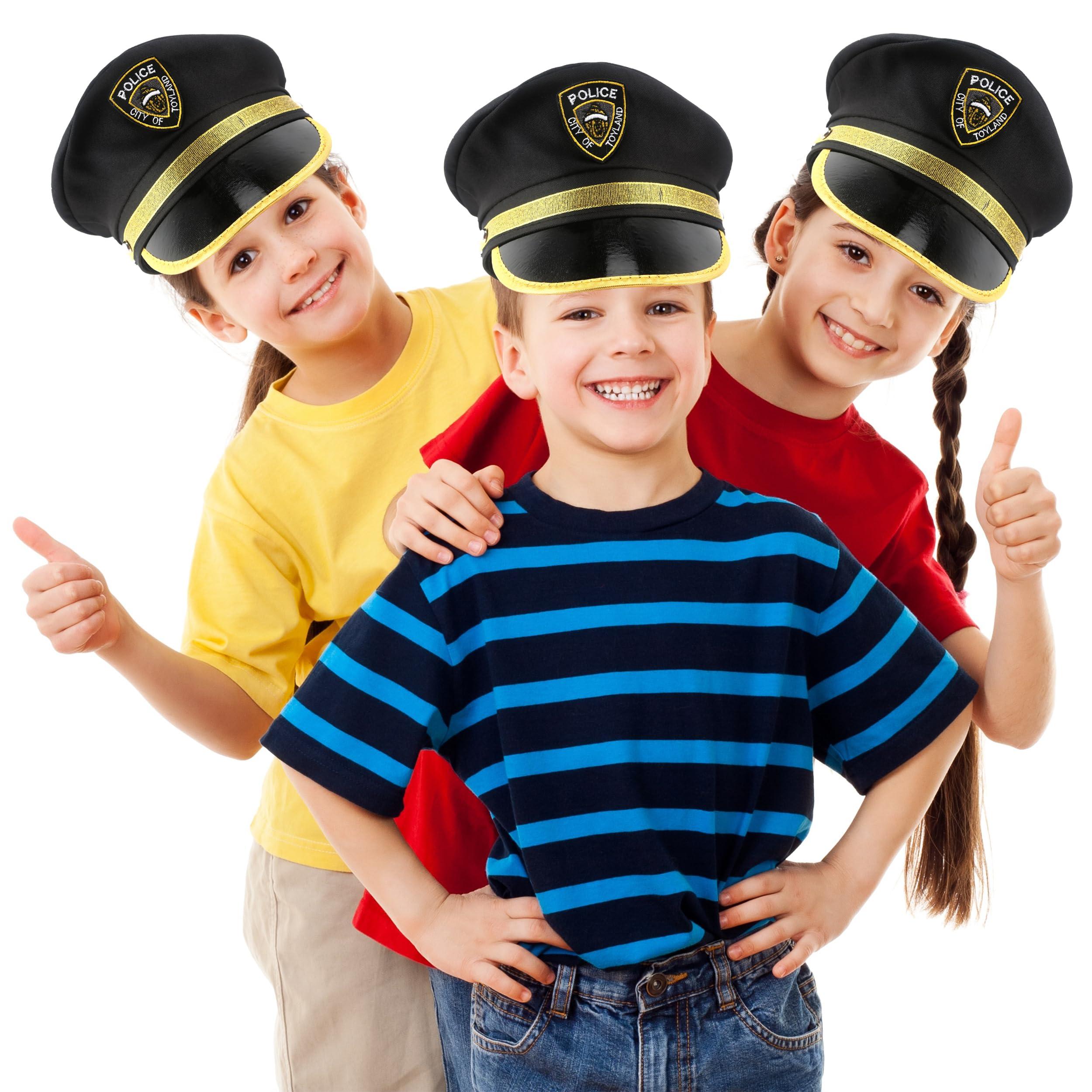 SGBETTER SGBETTER 8 Pack Child Police Hat Police Officer Costume Hat Cop Policeman Hat for Kids Halloween Cosplay Party Costume Accessory (Colors Style 1)