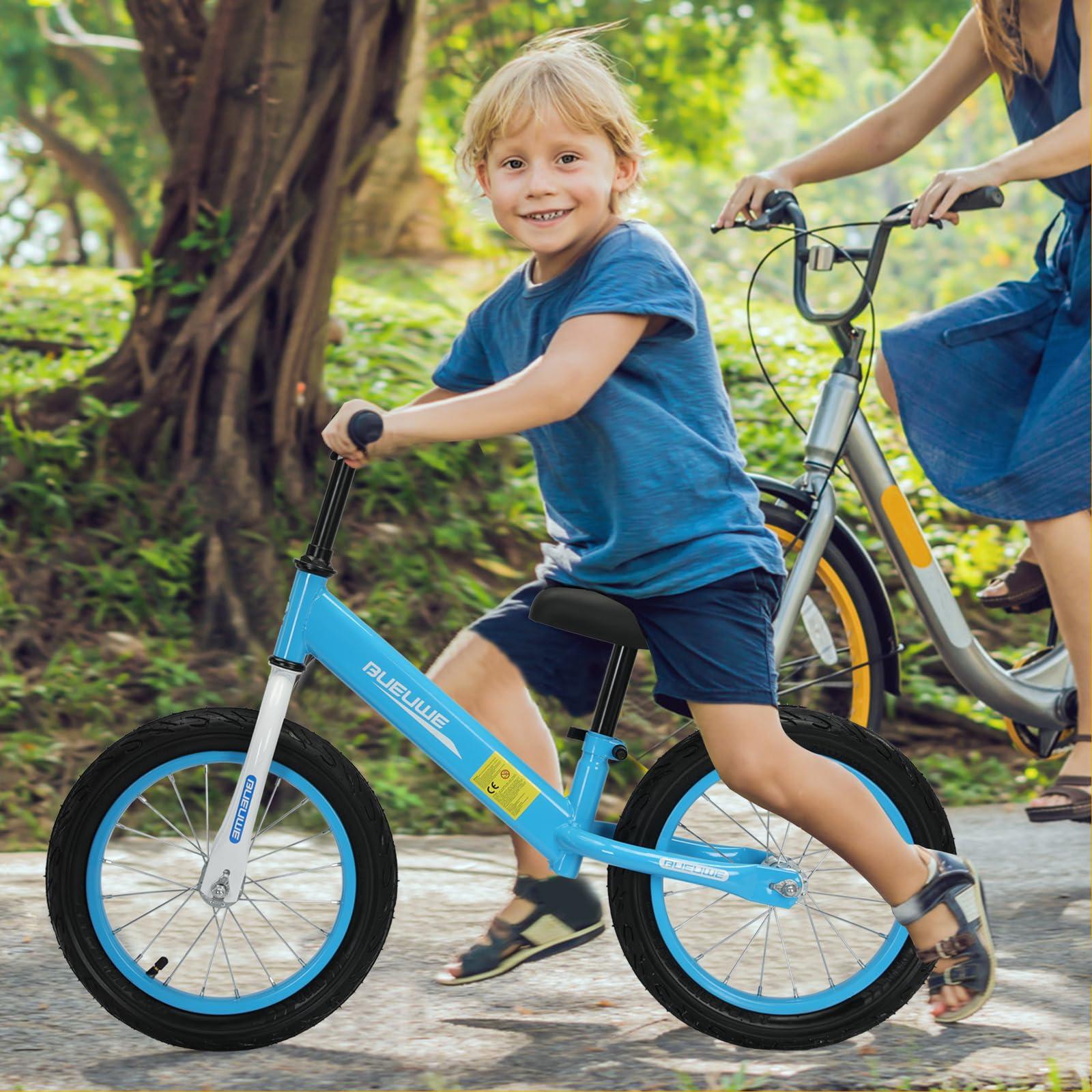 Bueuwe 16 inch Balance Bike for 4 5 6 7 8 Year Old Boys Girls No Pedal Kids Bikes Toddler Training Bicycle with Adjustable Seat Best Gift Blue