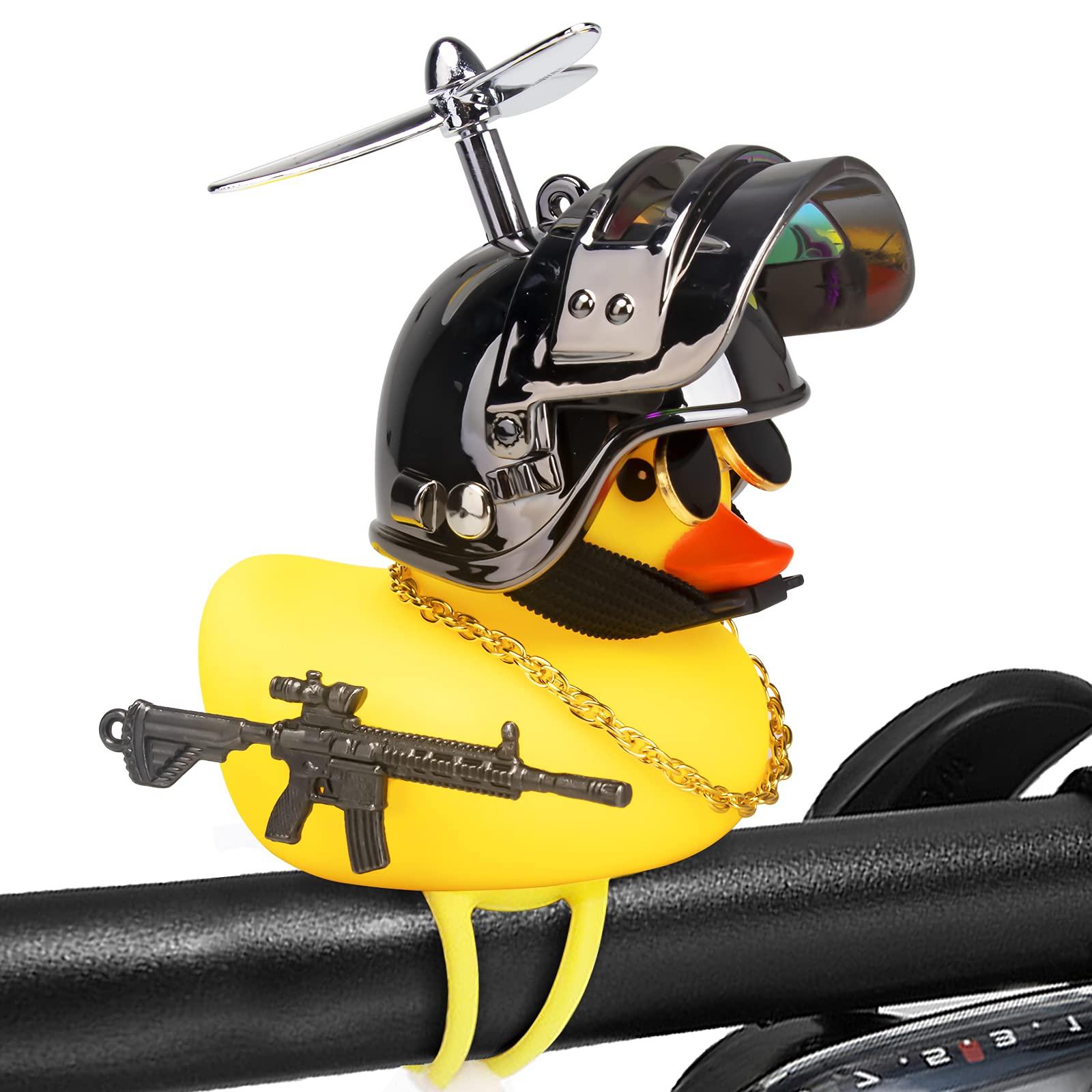 wonuu wonuu Rubber Duck Car Ornaments, Squeeze Duck Dashboard Decorations Bicycle Decor for Cycling Motorcycle & Bicycle Accessories Decorations (Brilliant Black-L&G)