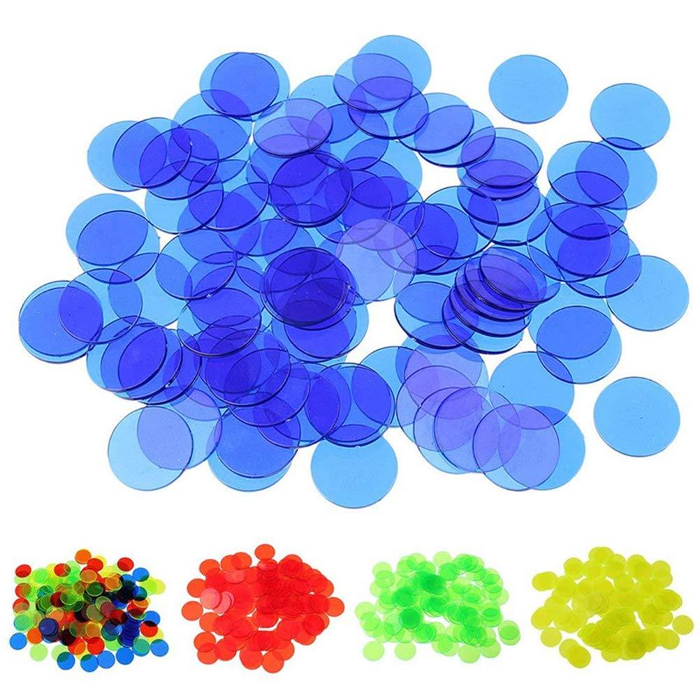 Toyvian Toyvian Colorful Transparent Counters Bingo Counting Bingo Chips Plastic Markers Bingo Game Cards for Kids 120 Pieces