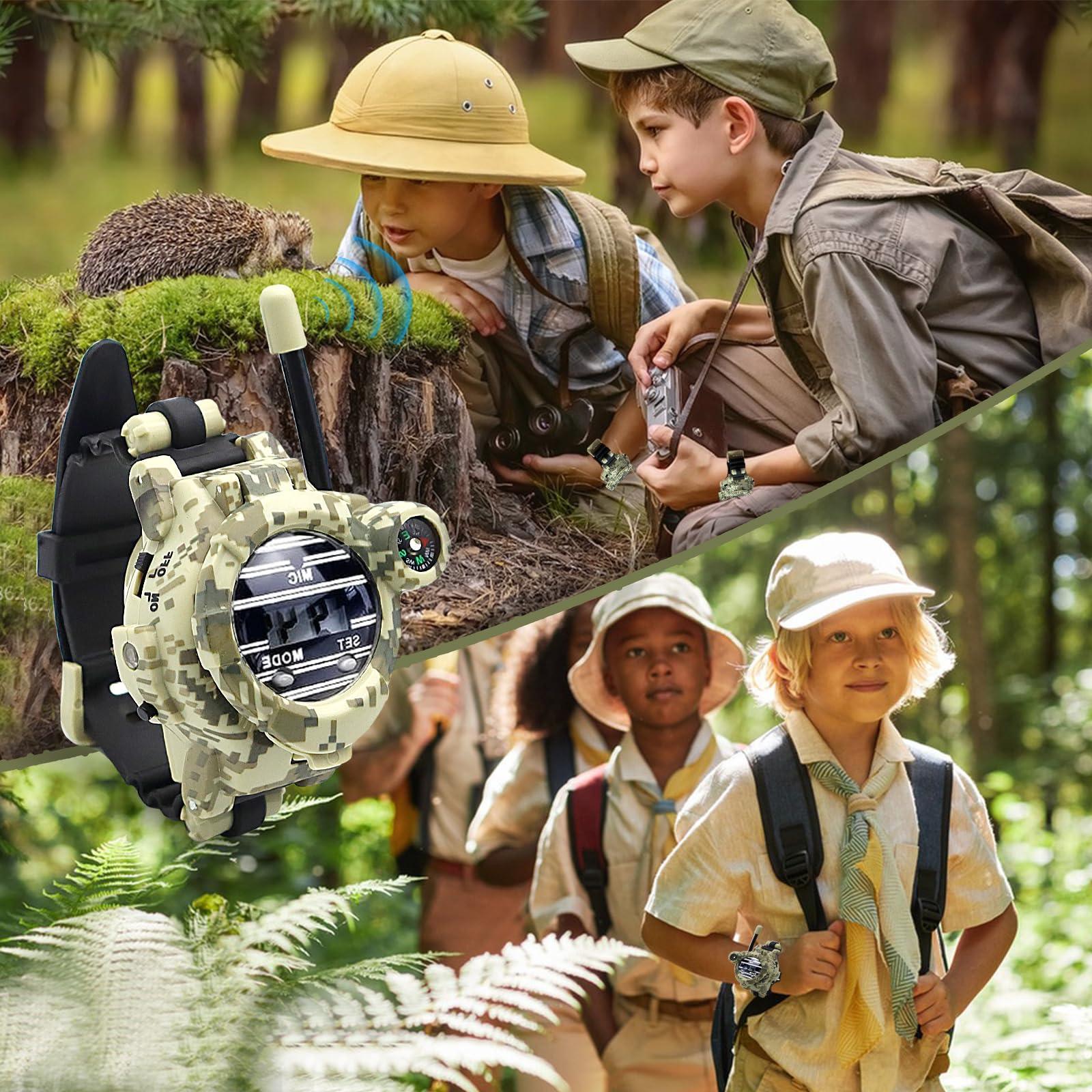 sportsvoutdoors Walkie Talkies Watch Rechargeable, Spy Watch Army Toys for Kids, 7 in 1 Digital Watch Walkie Talkies, Two-Way Long Range Radios with Flashlight, Cool Spy Gadgets for Boy Girls Outdoor Game