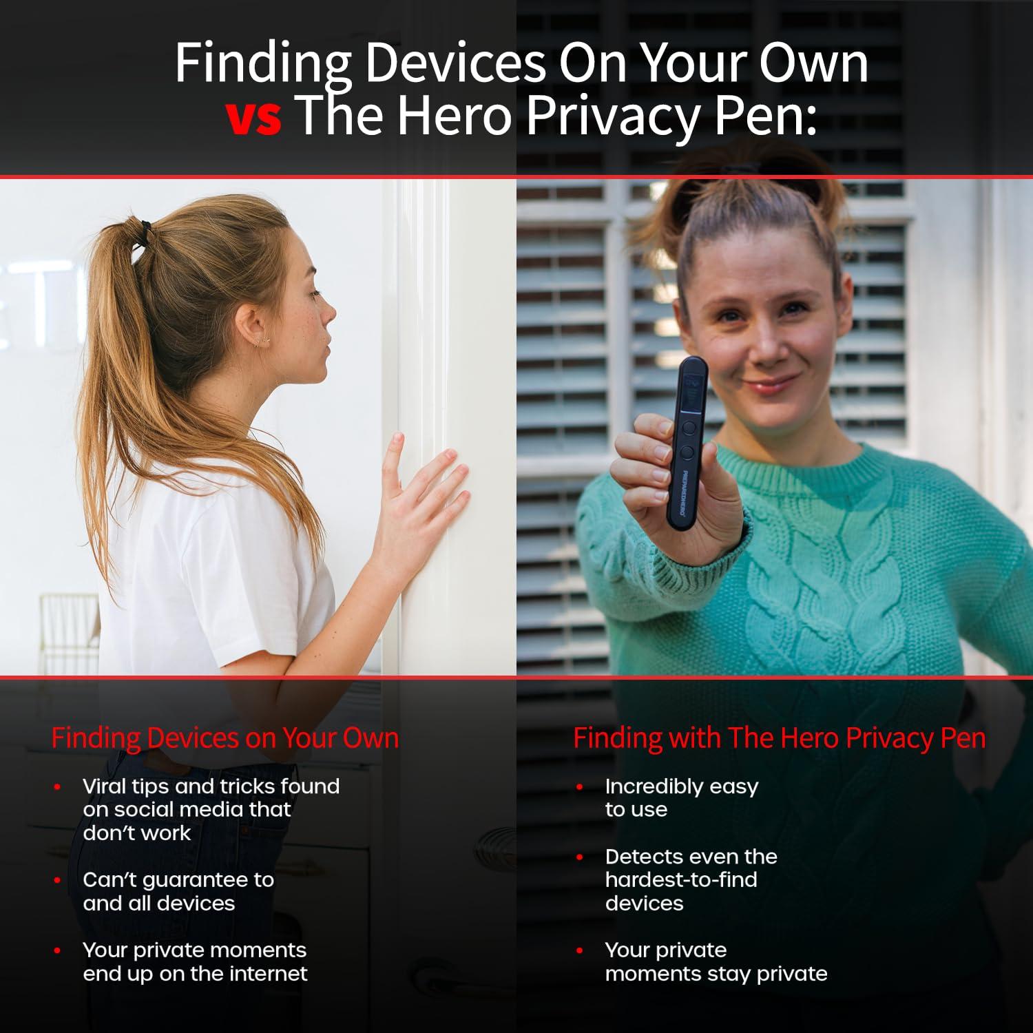 Prepared Hero Prepared Hero Privacy Pen - 4 Pack - Hidden Camera Detector - GPS Tracker Detector - Listening Device Detector - Bug Sweeper - Spy Camera Finder - Hidden Camera Detector for Travel