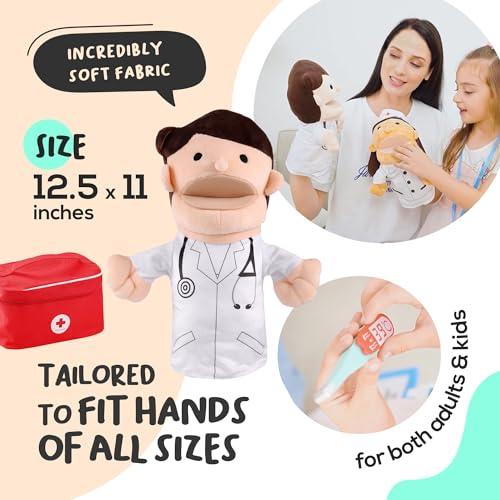 BETTERLINE Pretend Toy Medical Kit with Doctor & Nurse Hand Puppets - Eases Fear for Kids, Educational Roleplay Toy for Toddlers & 3+ Toys for Girls Boys, Pretend Playset, Kids Doctor Set