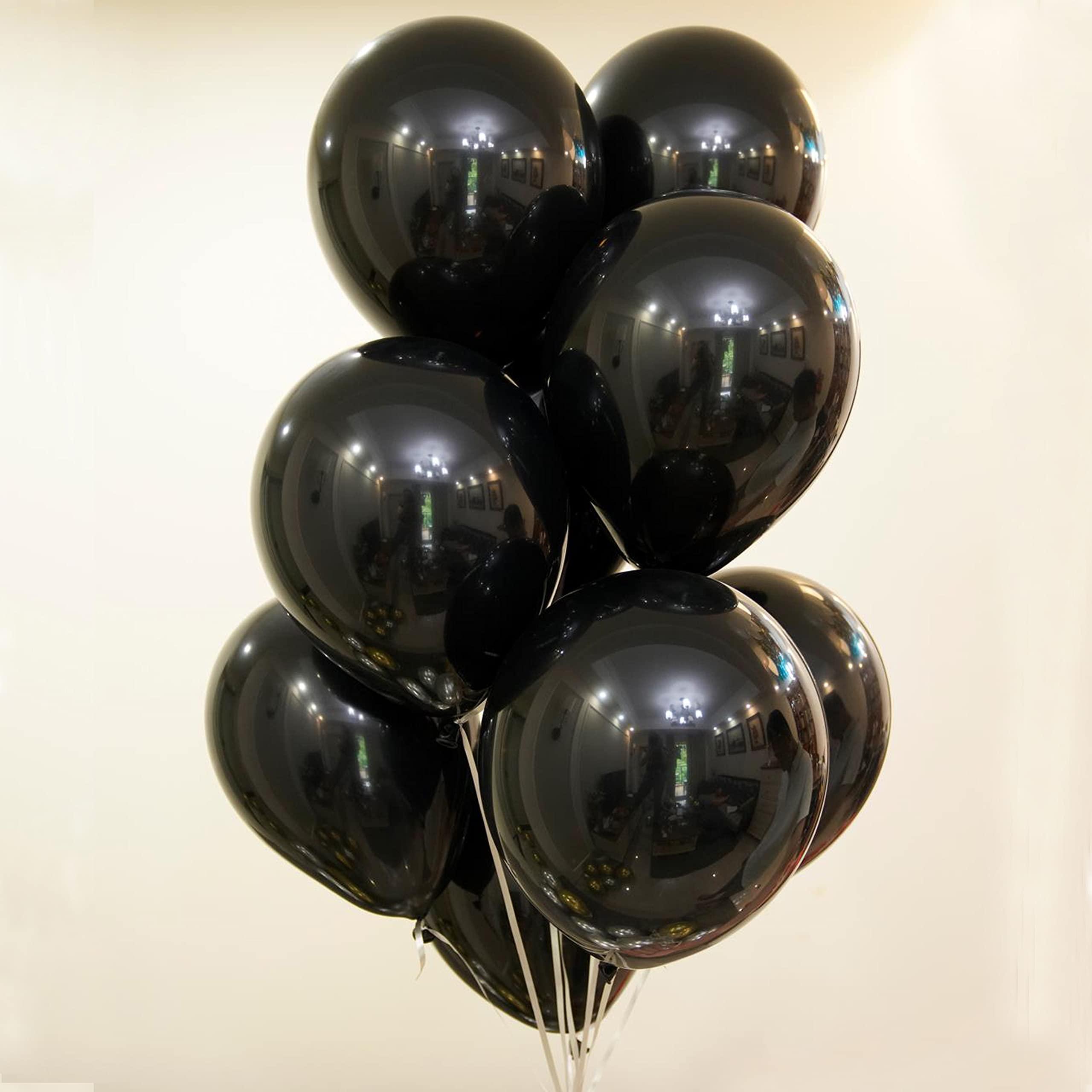 COLORFUL ELVES COLORFUL ELVES 12 Inch 100 Pcs Metallic Chrome Black Balloons Latex Helium Shiny Thicken Balloons Party Decoration