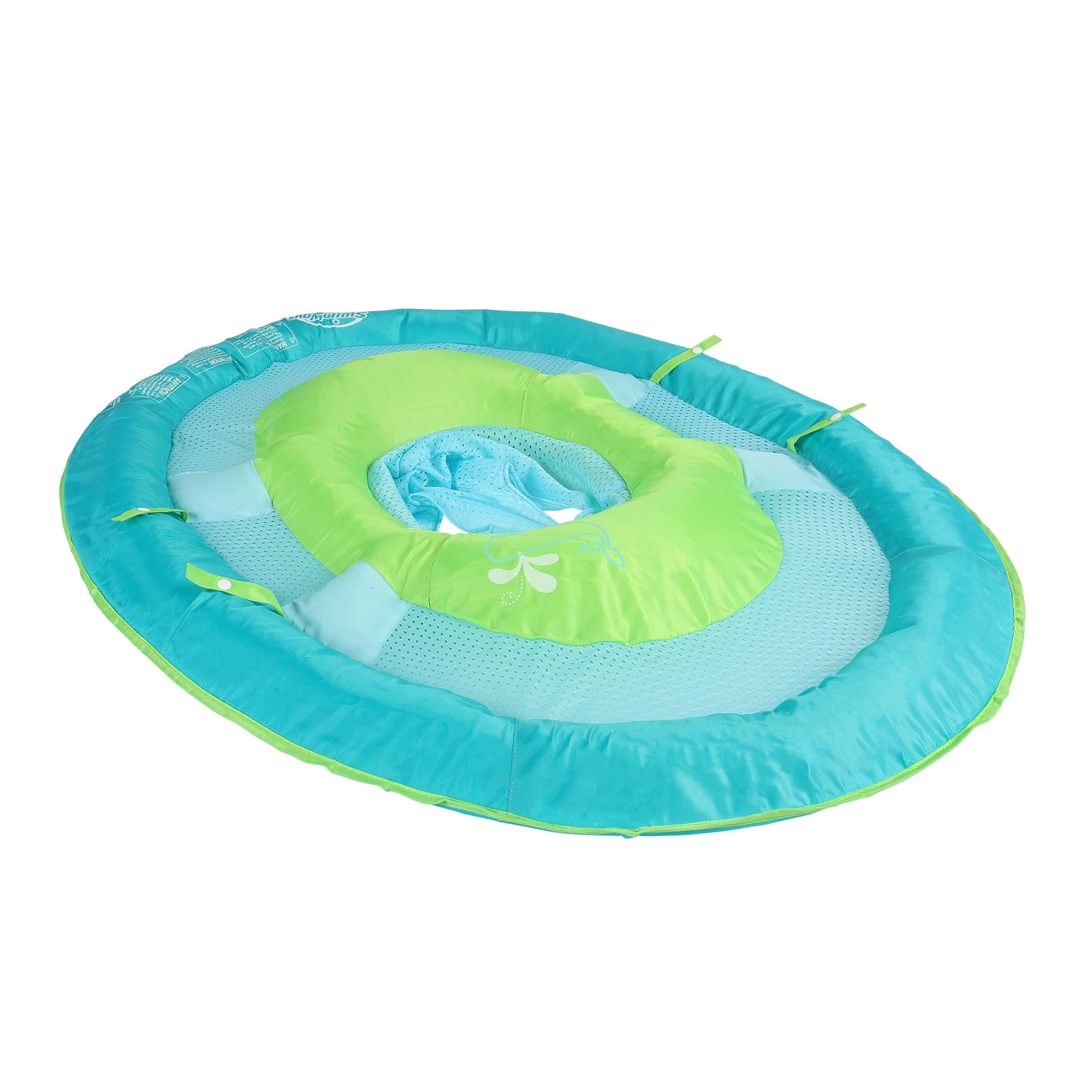 SwimWays SwimWays Baby Spring Float with Canopy - Inflatable Float for Children with Detached Floating Toys and UPF Sun Protection - Aqua/Green