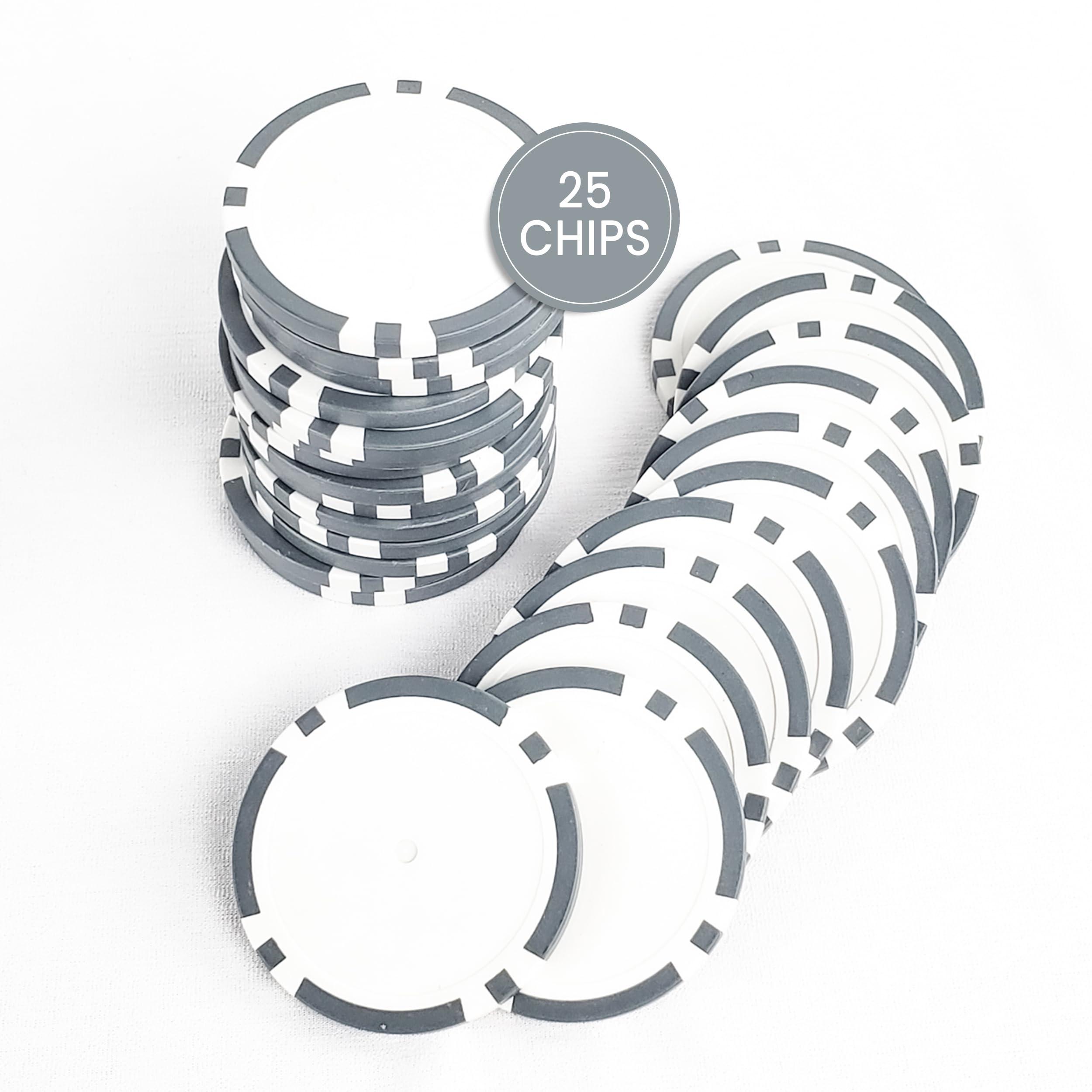 IT\'S A SKIN IT\'S A SKIN 25 Pieces Custom Poker Chips Set - 11.5g Clay Poker Chips for Cardboard Activities, Late Night Games, Texas Holdem, Monte Carlo, Casino Chips, Card Club - Composite Board Games - Grey