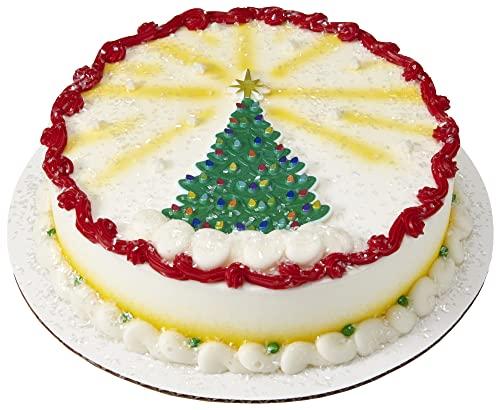 DecoPac DECOPAC Christmas Tree Cake Topper, Festive Cake Decoration With Green Tree, Studded Foil Lights, and Shimmering Star, 12 Pack, Multi (24487)