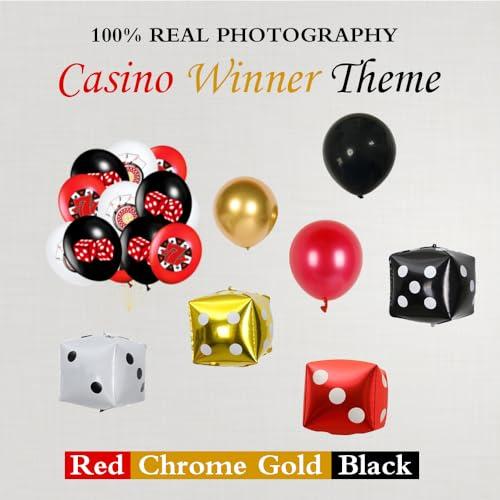 LOHO MAGICA 123 PCS Casino Theme Balloon Garland Arch Kit with Game Night Poker Card Latex Balloon for Casino Royale Birthday Las Vegas Night Hollywood Theme Party Decorations
