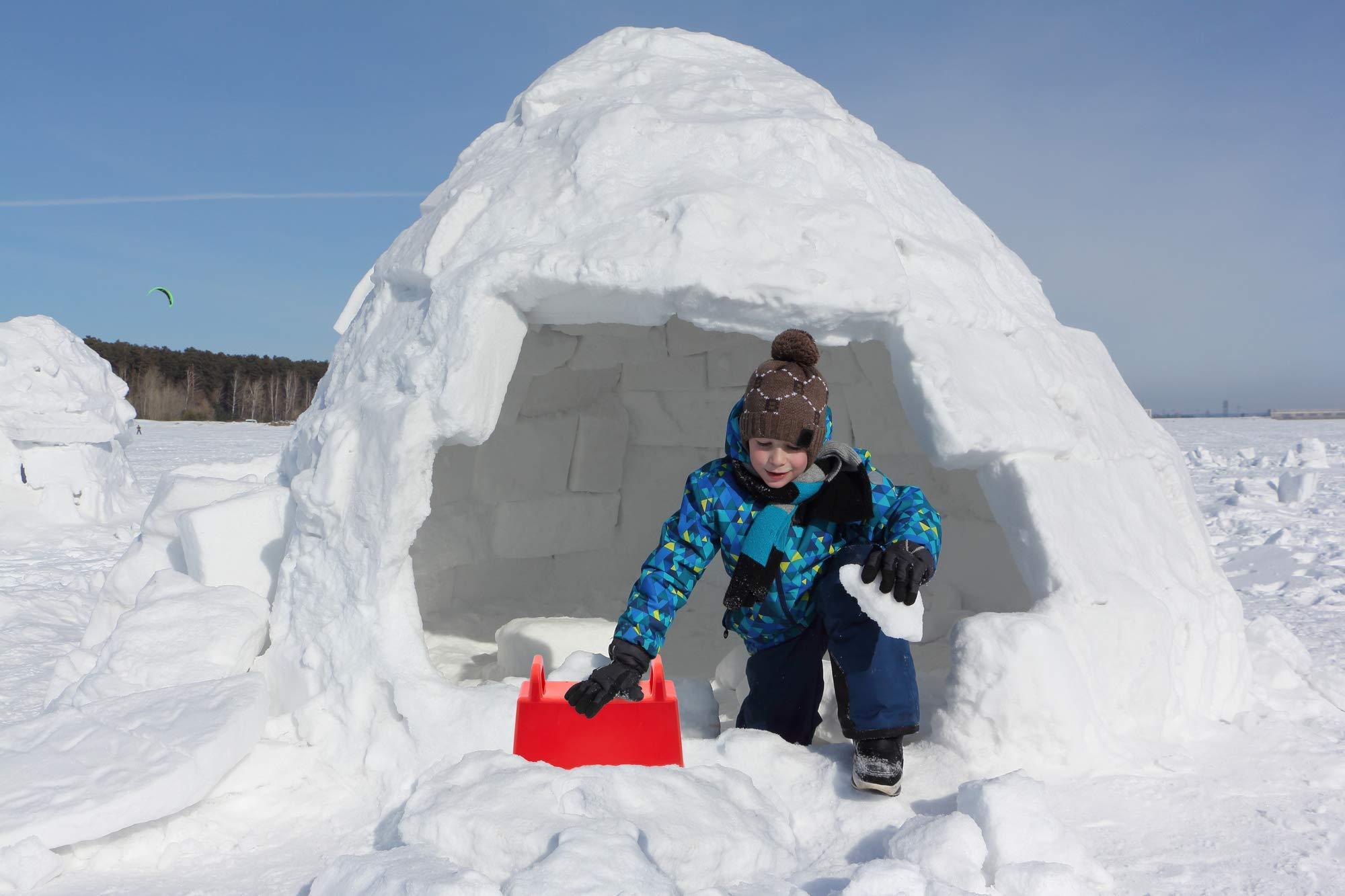 Superio Superio Snow Brick Maker Igloo Fort Block Form Outdoor Winter Snow Toys Sand Castle Building Kit for Adults and Kids Sandbox, Beach, Sand Toys (Red, 2)