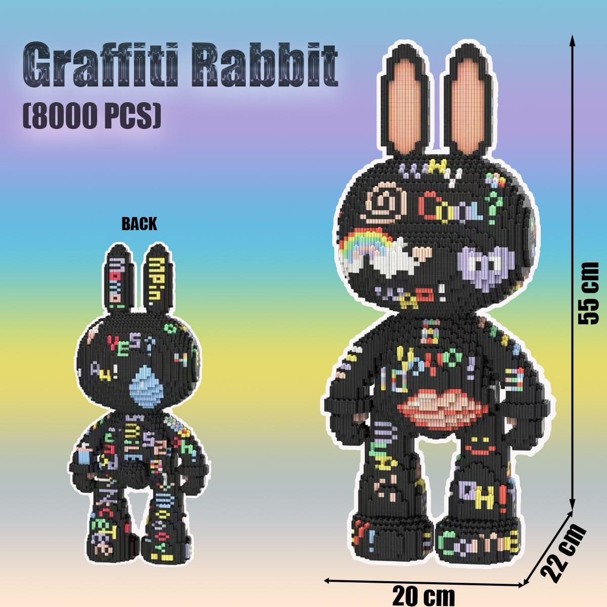HONLANCH HONLANCH Animal Graffiti Rabbit Micro Building Blocks Set8000PCS 55cm High Series Gift for Adults and Kids