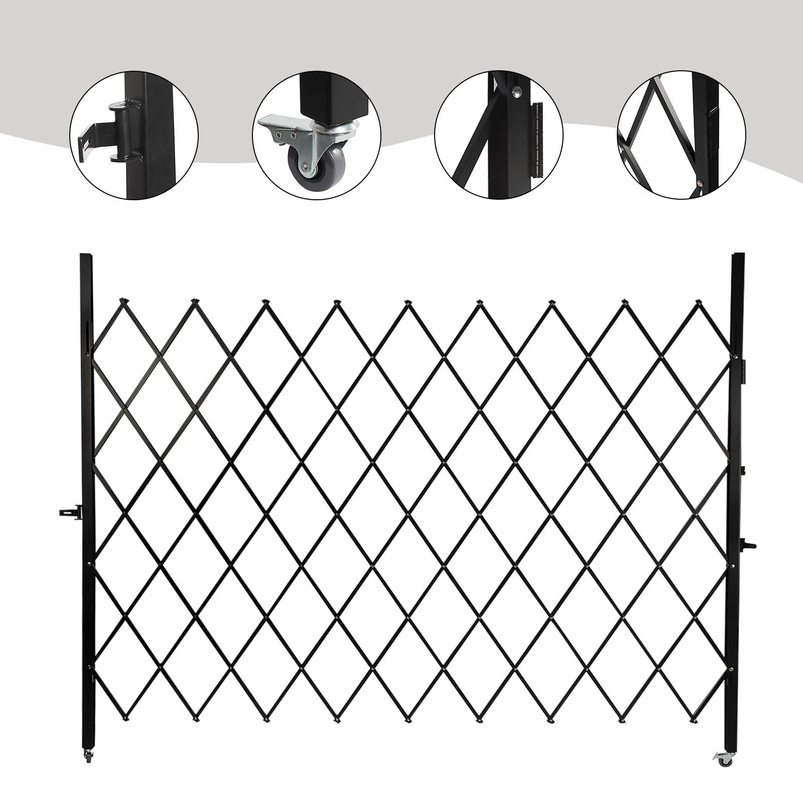 FFanhia Single Folding Security Gate 7.22'H x 7.5'W Folding Door Expand Gate Security Scissor Gates Accordion Security Gate with Padlock for Basements Garages Storefronts Factories