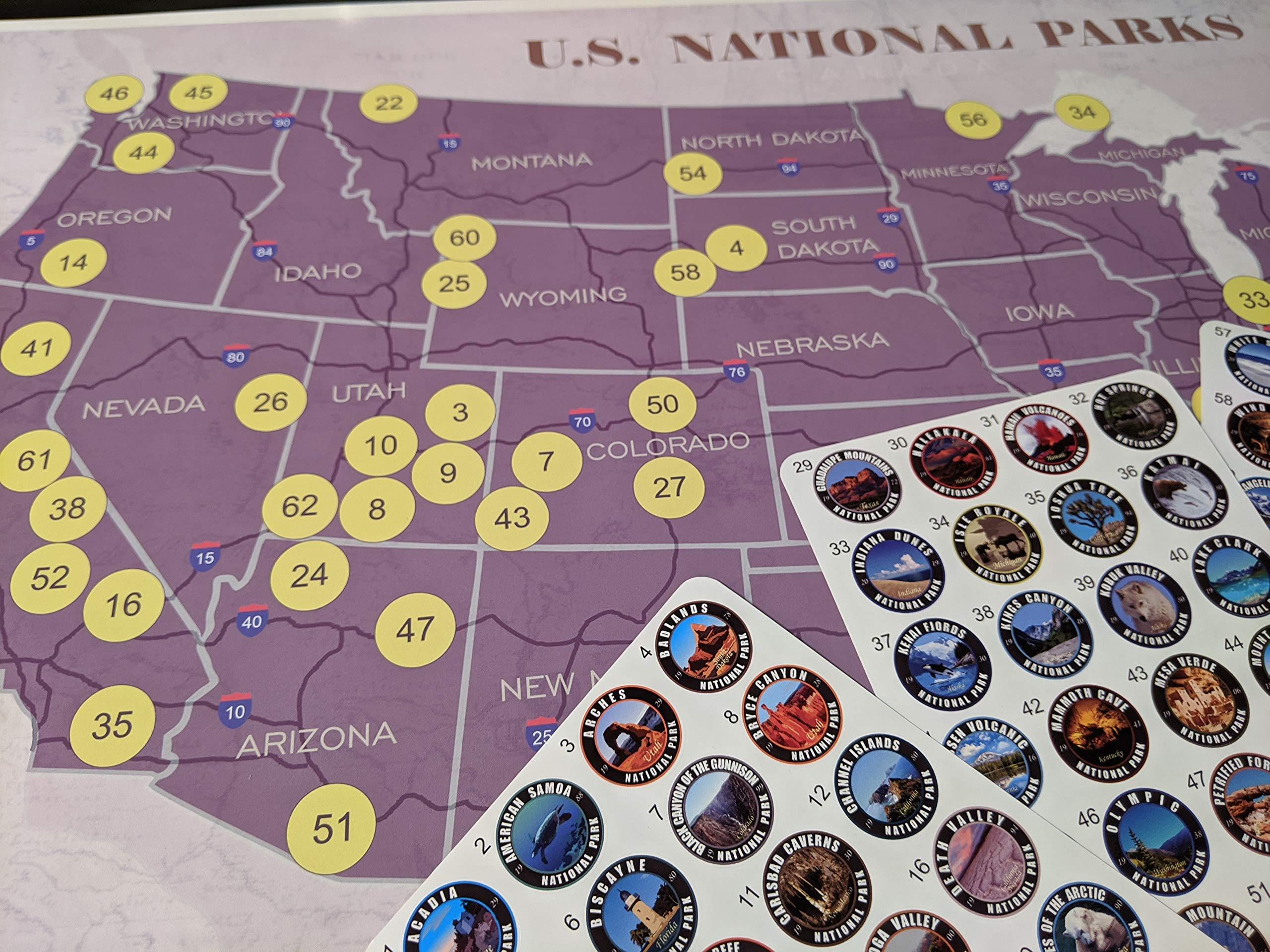 ProStickersUSA Collection 63 Stickers Set All US National Parks and Large Size Map of U.S. National Parks.17 x 27 inch with Tube Box.