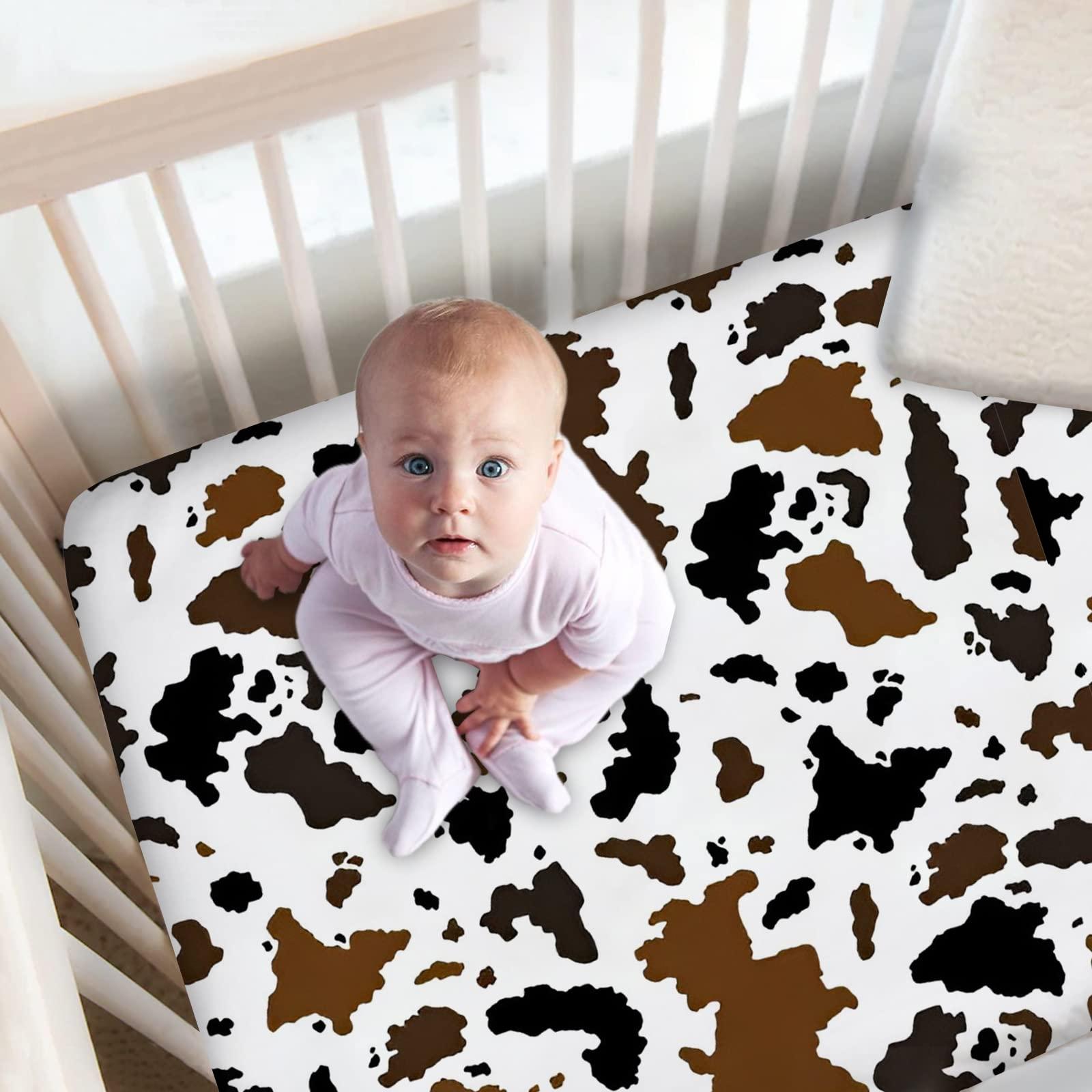 Munific Munific Farm Bedding Set for Boys and Girls, 2 Piece Custom Crib Bedding with Name, Cute Cow Plaid Comforter, Crib Fitted Sheet