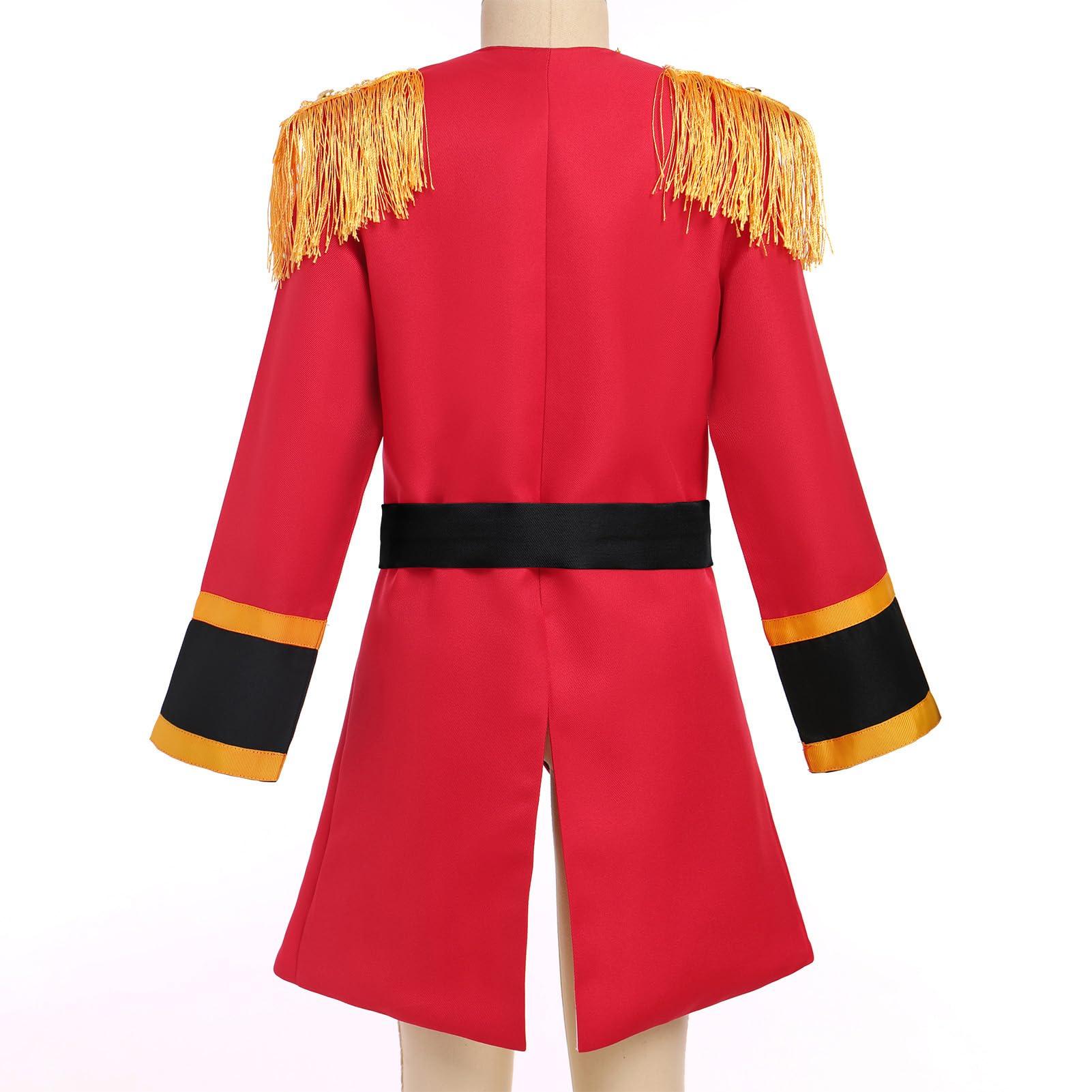 ODOLDI Boys Circus Outfit Toddler Ringmaster Jacket Kids Halloween Birthday Party Circus Ringmaster Outfits Red 3-4 Years