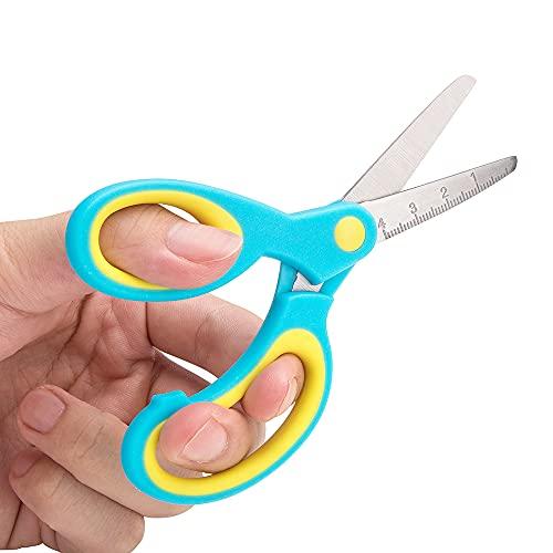 Astrowinter Left-handed Kids Scissors by Astrowinter (Pack of 5, Rounded-tip, 5.2-Inch) - Lefty Soft Touch Blunt School Student Scissors Shears AW-004-B