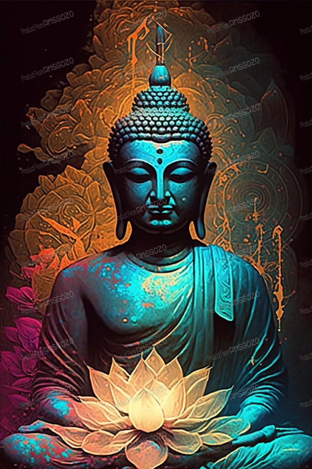 RMSGOZO 1000 Piece Wooden Puzzles - Vintage Lotus Buddha - Jigsaw Puzzles for Adults Kids, Each Piece Is Unique, Perfect Family Leisure Toys & Gifts - Puzzles Entertainment Collectibles