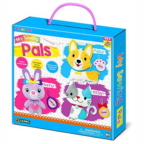 C.S.KIDS C.S. Kids Magic World DIY Personalised Sewing Kit - My Sewing Pals (Puppy/Bunny/Kitten)|Arts & Crafts Gifts | Educational Sewing Kit for Kids | Sew Your Own (Safety Needle & Instruction Included)