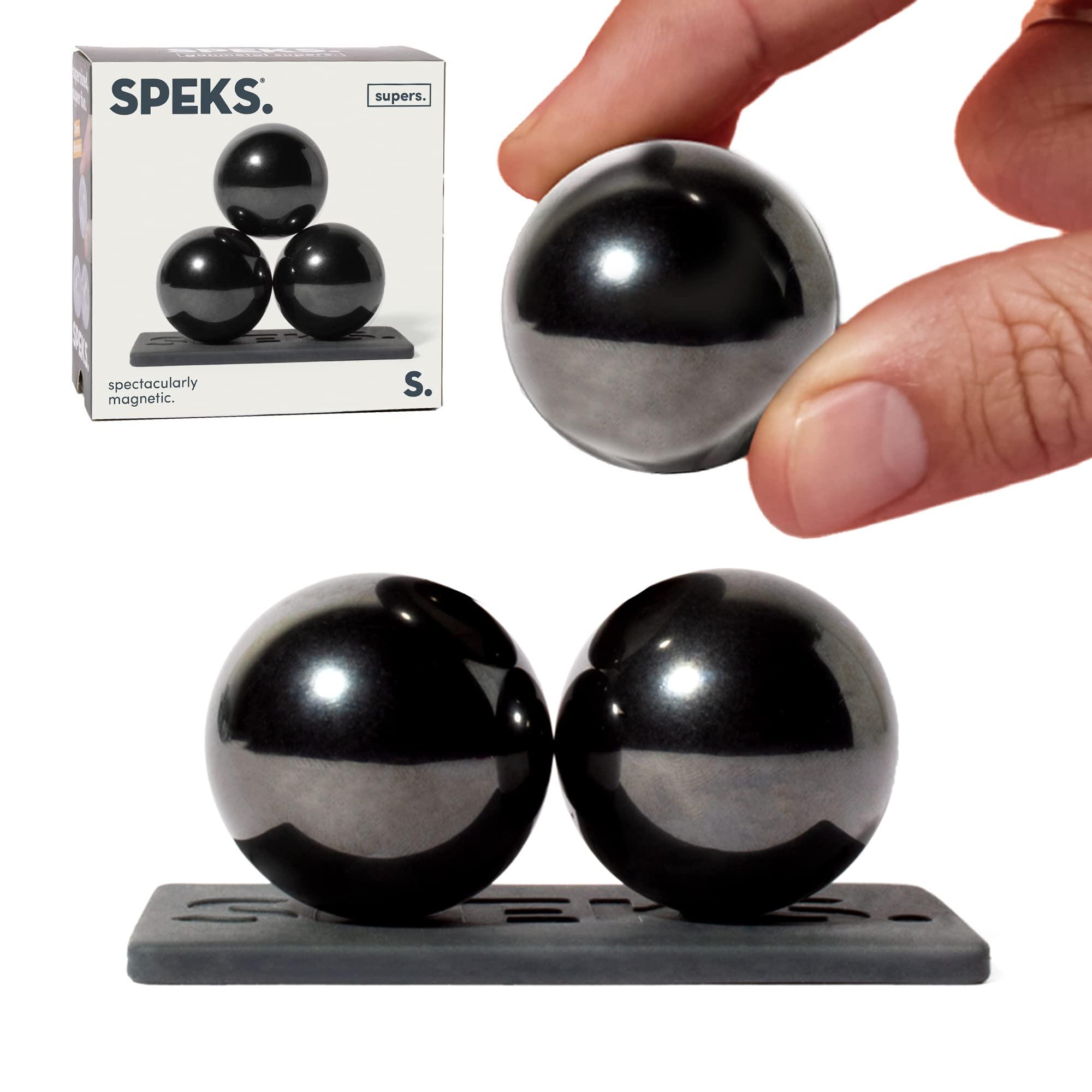 Speks Speks Supers Magnetic Balls - Fidget Toy for Adults | Desk Toy for Office Decoration, Christmas Gift, Holiday Stocking Stuffer Present, Sensory Gadget for Stress Relief | Set of 3, Gunmetal