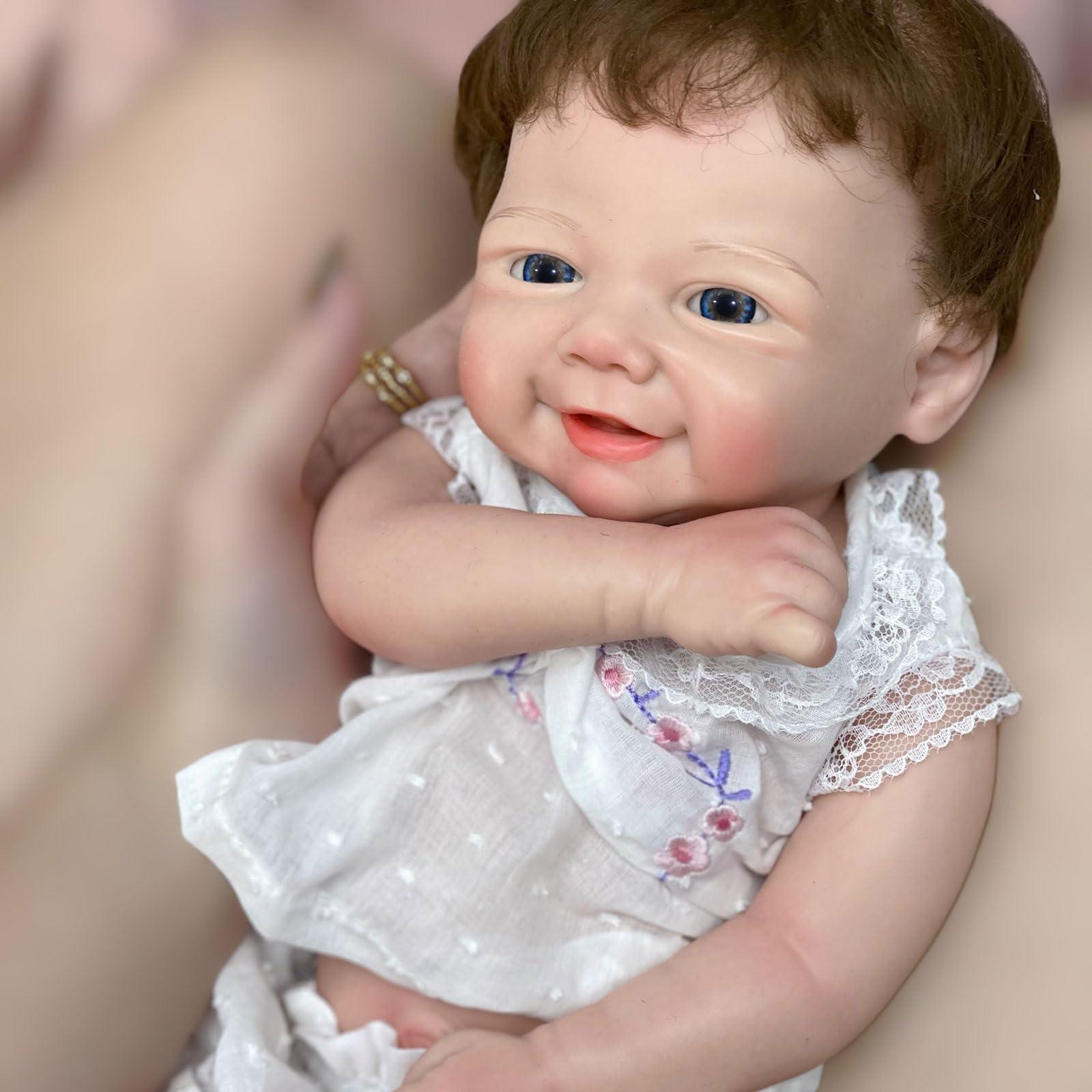 Gileutay Gileutay 18 inch Flexible Full Solid Silicone Reborn Doll with Rooted Hair Girl Lifelike Baby Doll That Look Real Newborn Babies Handmade Toy for Toddler
