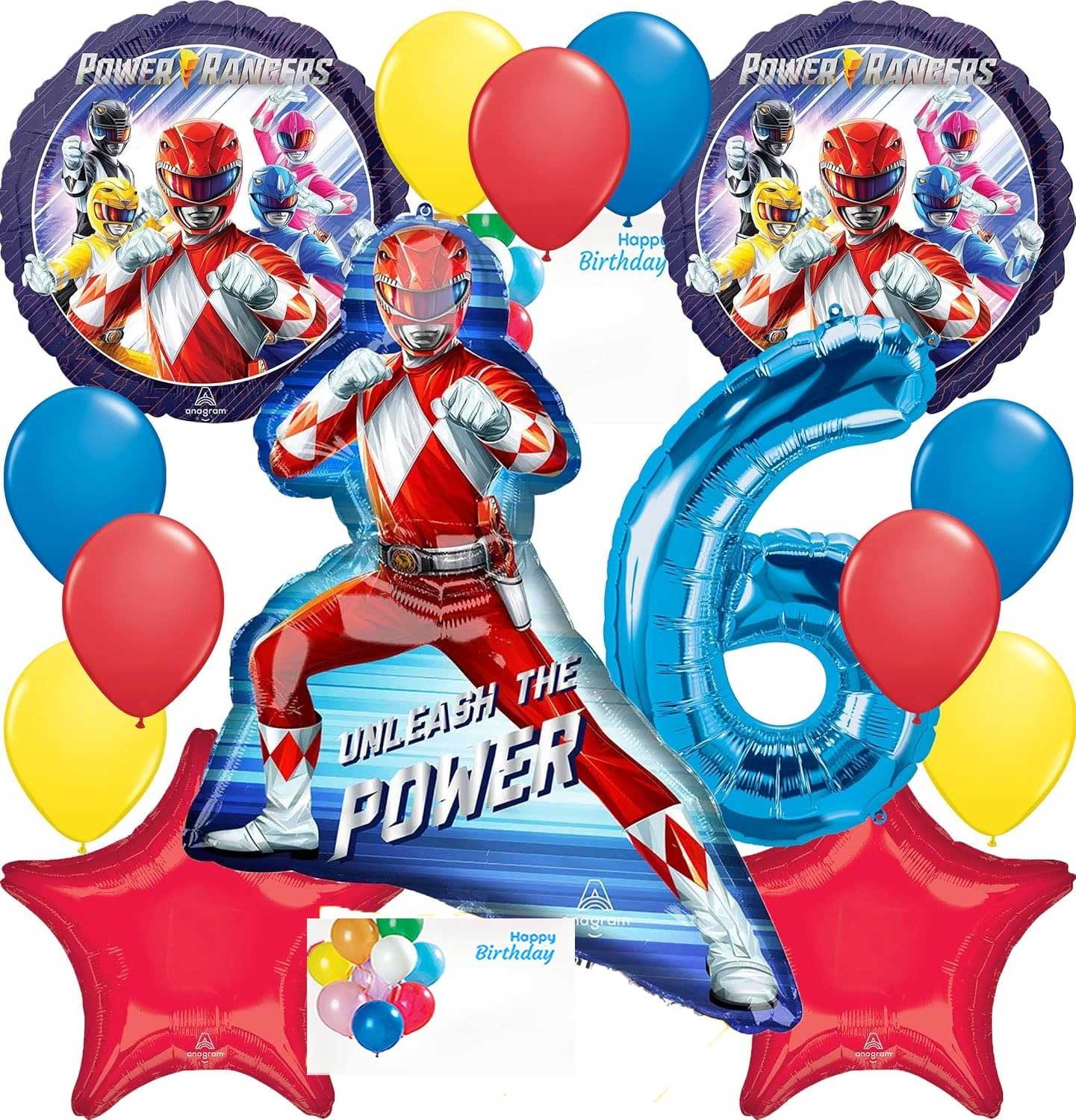 Anagram Power Ranger Party Supplies Foil Balloon Bouquet Decoration, Multicolored, Party Accessory, 6th Birthday