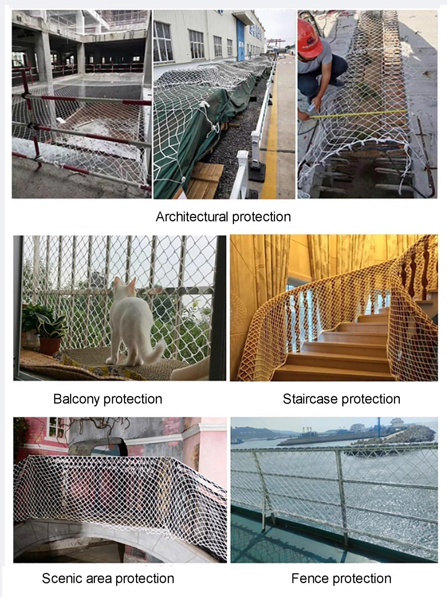 BESNUT Multiple Sizes Child Safety Net,Stairs Balcony Protection Net,10X10cm Mesh Rope Net,White Anti Fall Net Safety Rope Net Garden Plant Nets,Indoor Wall Decor Net Guardrail Net ( Color : 6mm-10cm Mesh ,