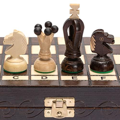 Husaria Husaria European International Chess Wooden Game Set, King\'s Continental - 11.3-Inch Small Size Chess Set with Folding Board and Felt Bottom Chessmen