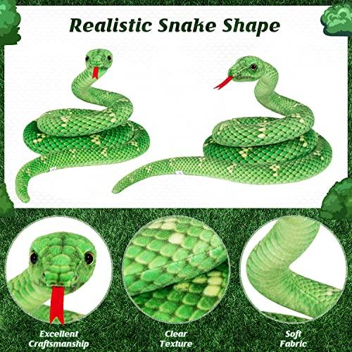MGZTTHW MGZTTHW Snake Plush, 71 in Stuffed Snake Animal, Large Toy Snakes for Kids, Giant Stuffed Animals Snake, Lifelike Plush Snake for Birthday Present Party Prank Prop (Green)