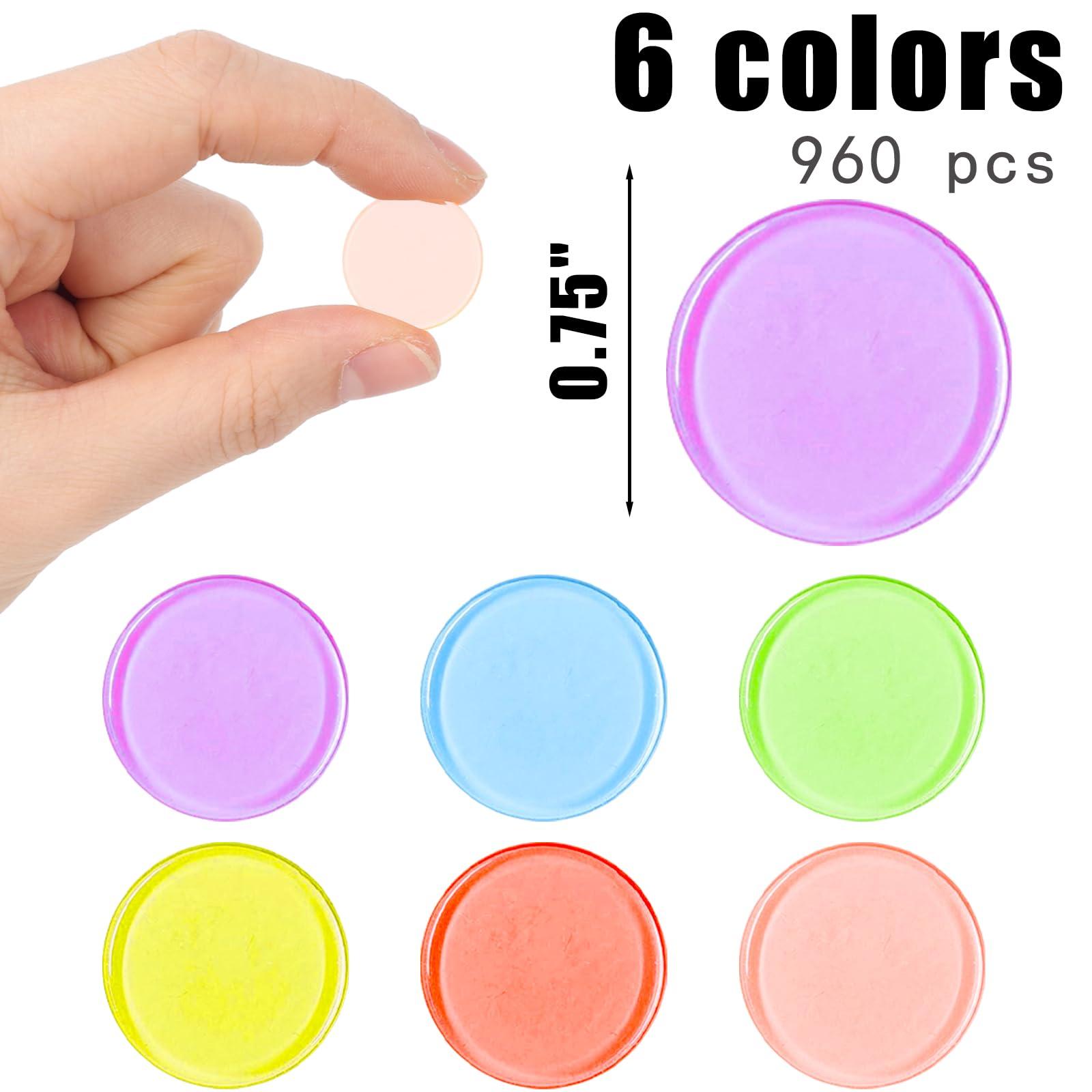 MCPINKY MCPINKY 900 Pieces 3/4 inch Transparent 6 Color Bingo Counting Chips for Bingo Game Party, Game Night, Classroom, Educational Activities las Vegas