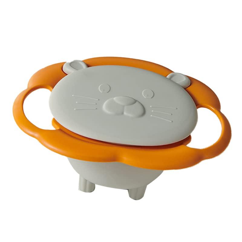 Airshi Spill Bowl 360 Degree Rotation Shatter Resistant Magic Bowl for Outdoor Home for Toddlers (White)