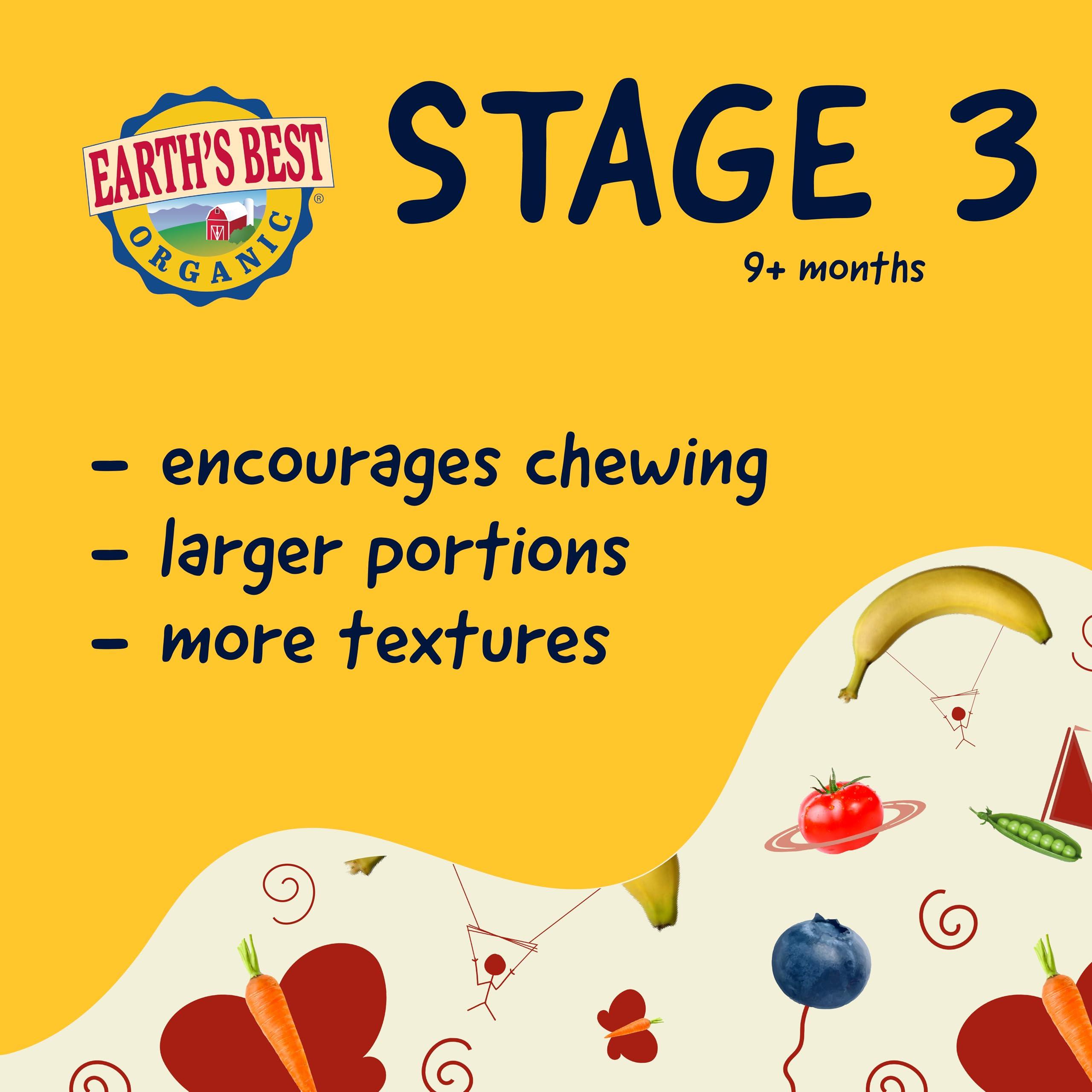 Earth's Best Earth's Best Organic Baby Food Pouches, Stage 3 Homestyle Meal Puree for Babies 9 Months and Older, Organic Chicken Pot Pie Puree, 3.5 oz Resealable Pouch (Pack of 6)