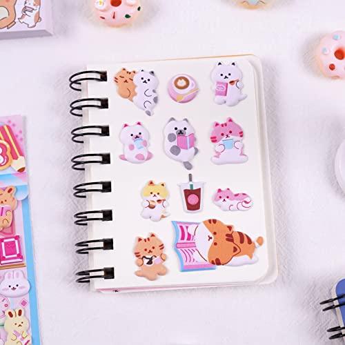 Divwa Cute Puffy Stickers for Kids, 4 Sheets 3D Foam Animal Cat Bear Rabbit Chicken Sticker for Girls Boys, Bulk Scrapbooking, Stickers for Birthday Gift, Party Supplies, Reward