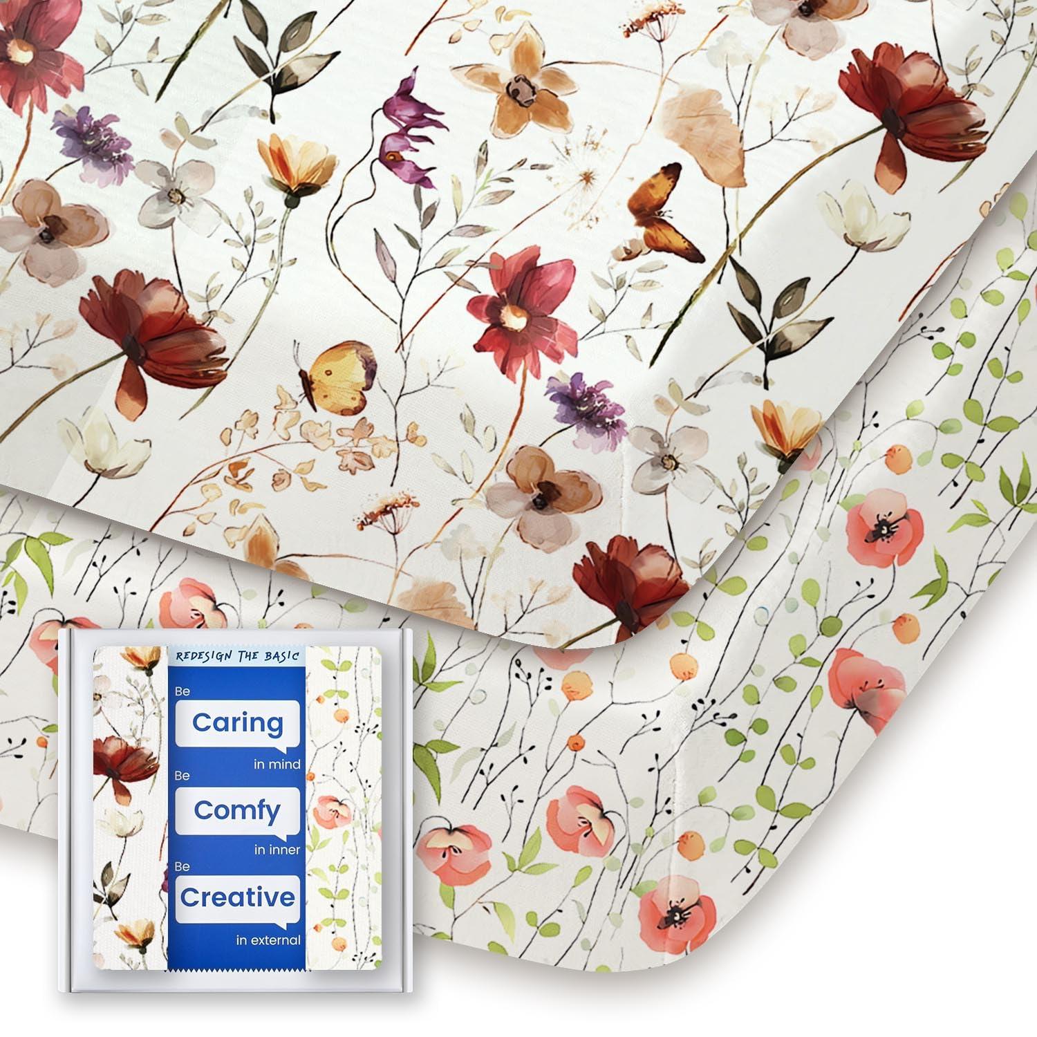 TOTBASIC Graco Pack and Play Sheets Fitted, TotBasic Ultra Soft Mini Crib Sheets Boy, Neutral Pack N Play Mattress Sheets Hypoallergenic and Soothing, Premium Jersey Playrad Sheets, 2 Pack
