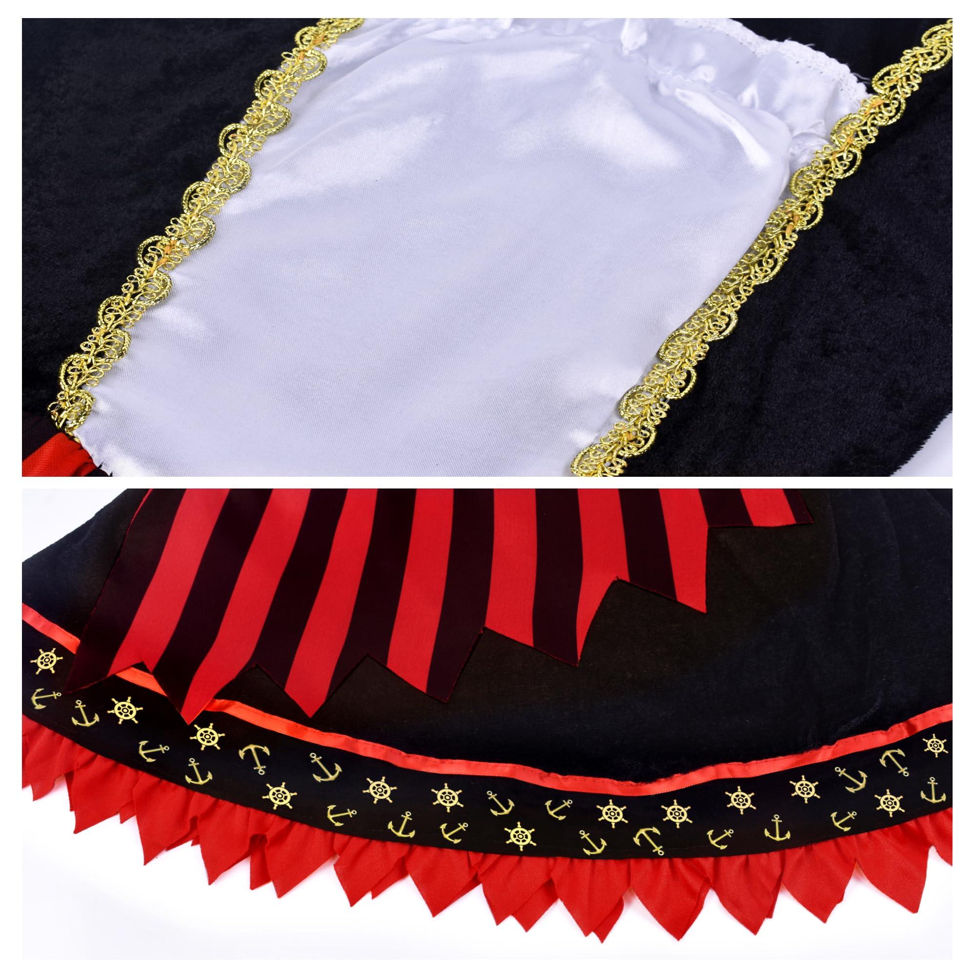 ZZIHAN ZZIHAN Girls Pirate Costume Kids Pirate Princess Dress Pirate Accessories Hat HairBand Eye Patch Belt Pirate Gems Treasure Toys Birthday Party Favor Gift Christmas Halloween Cosplay Costumes 6-7Years