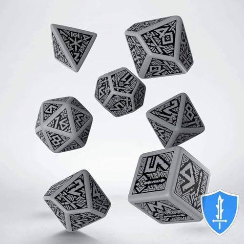 Q Workshop Q Workshop Dwarven gray & black RPG Ornamented Dice Set 7 Polyhedral Pieces