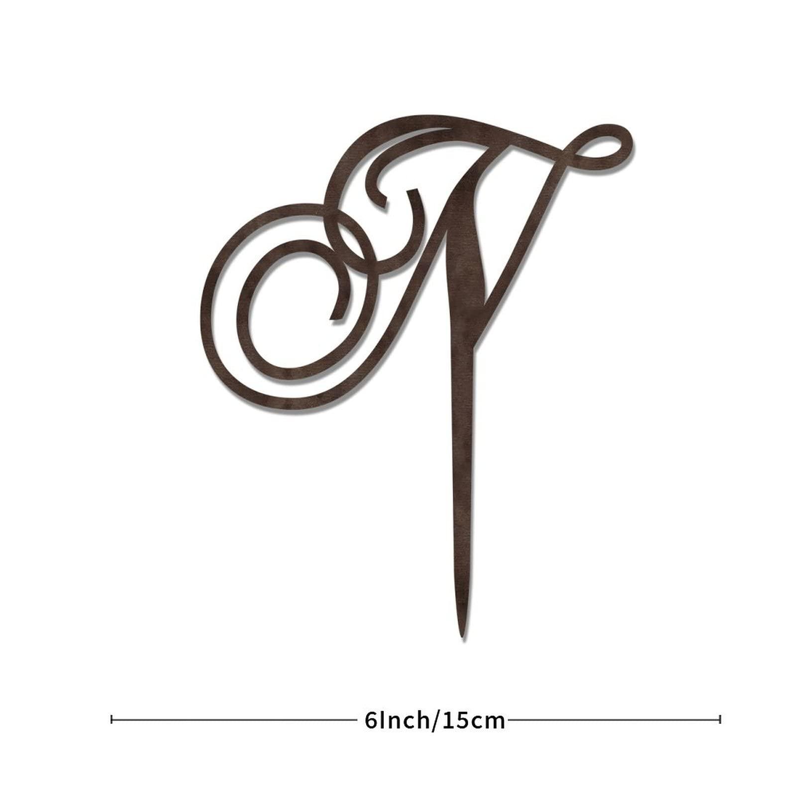 lutieger Monogram Cake Toppers Letter N Wood Brown Custom Any Initial For Wedding Birthday Party Decor Rustic Bridal Shower Gifts For Men Women Initial A B C D E F G H I J L M N K O P R S T U V W X Y Z