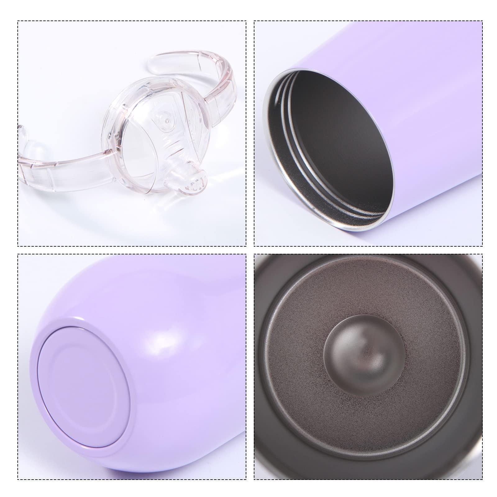 Buumin Stainless Steel Straw Sippy Cup with Handles & Silicone Lids,10 oz BPA Free Double Wall Vacuum Insulated Sippy Cup Mug Tumbler Toddler Straw Cups for boys and girls Non-Spill Sippy Cups (Rose Gold)