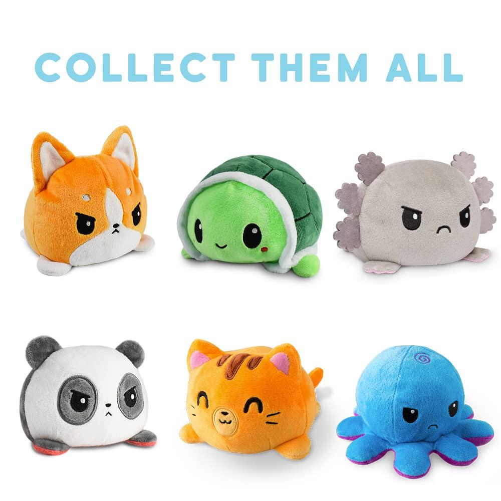TeeTurtle TeeTurtle - The Original Reversible Octopus Plushie - Happy Blue + Sad Light Blue - Cute Sensory Fidget Stuffed Animals That Show Your Mood 4 inch