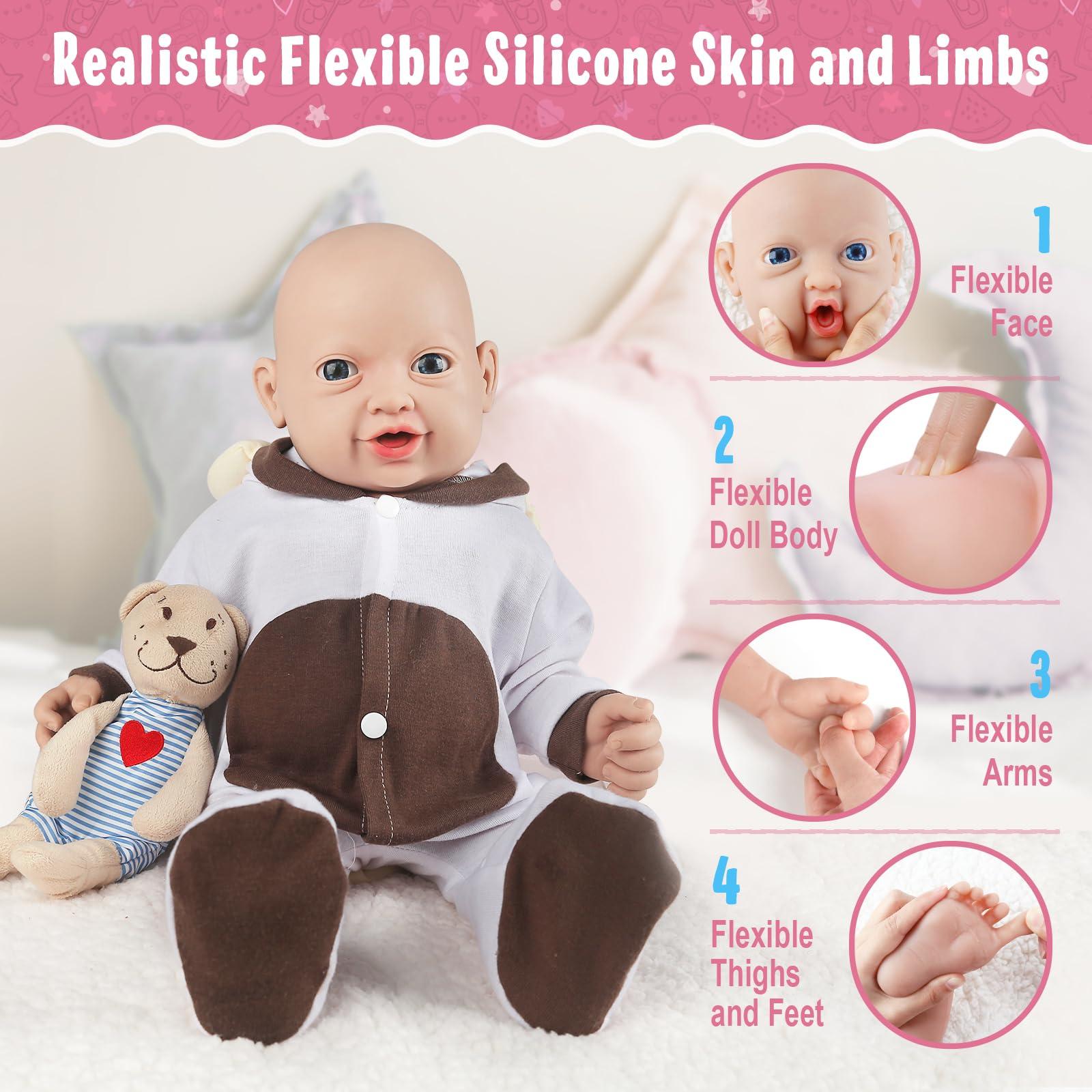Vollence Vollence 23 inch Silicone Reborn Baby Dolls Anatomically Correct Lifelike Silicone Newborn Baby Doll for Children Birthday Gift - Girl
