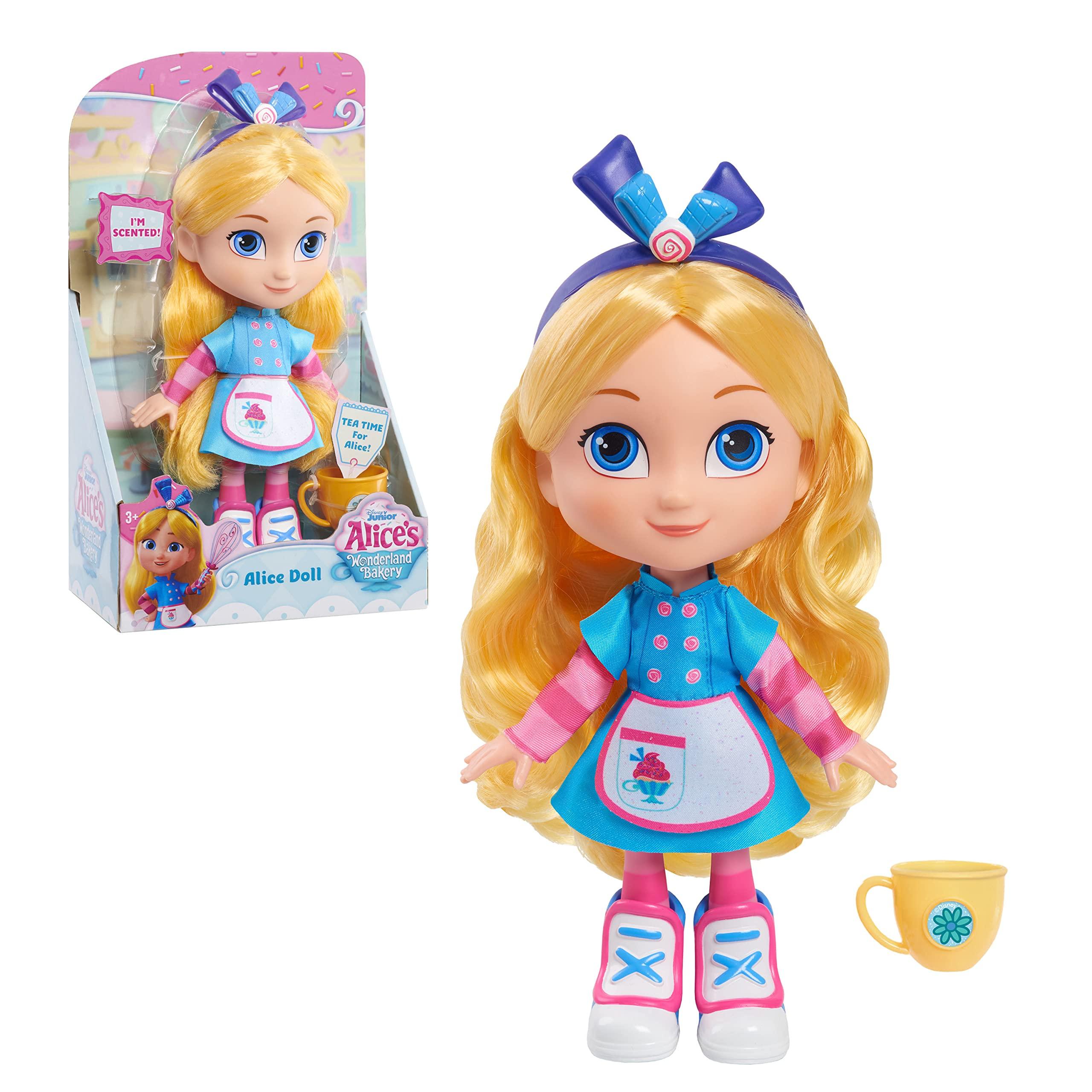 Just Play Disney Junior Alices Wonderland Bakery Alice 10-inch Large Doll and Accessories, Kids Toys for Ages 3 Up by Just Play