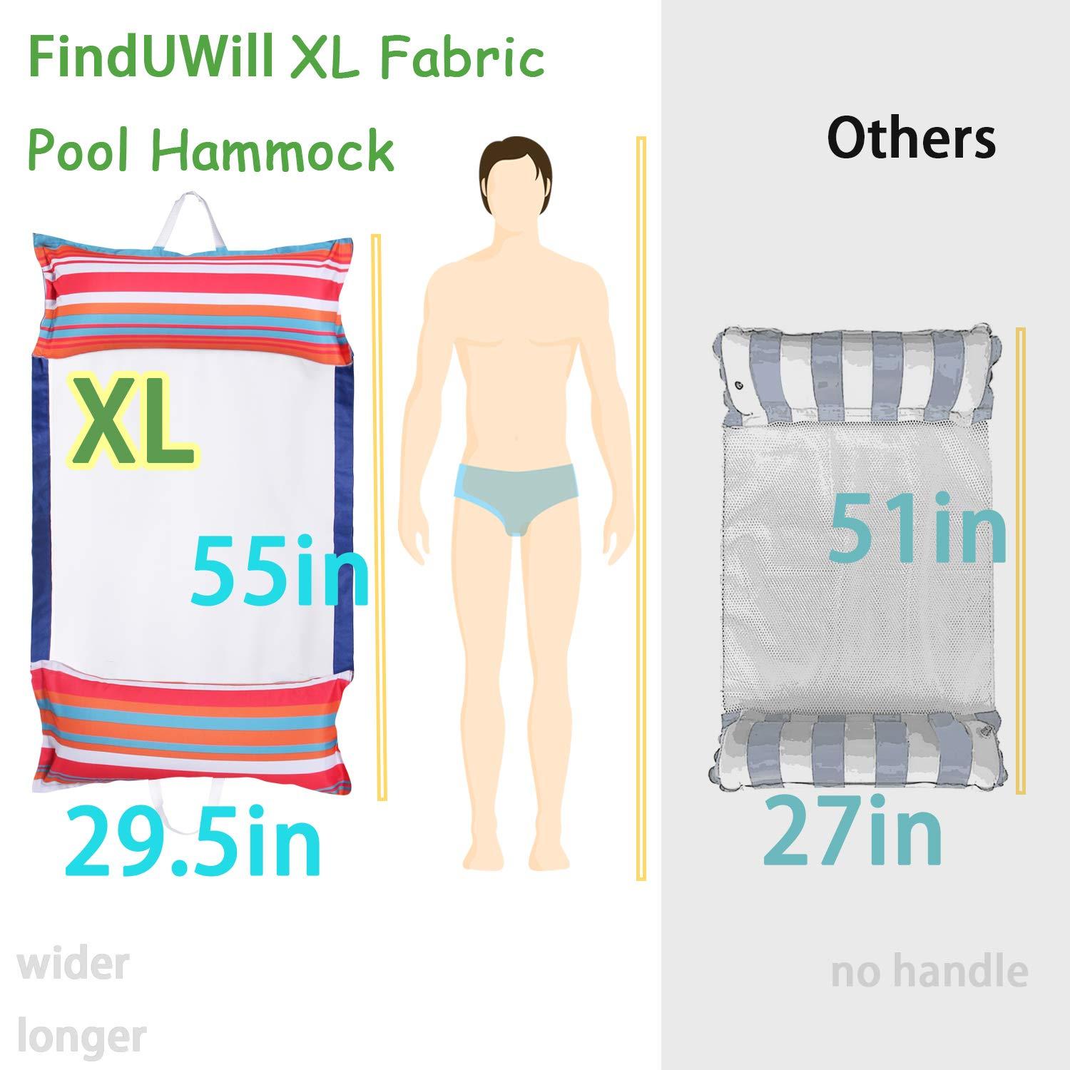 FindUWill FindUWill Fabric Pool Hammock Floats, XL, 2Pack Inflatable Water Hammocks Floaties 4-in-1 (Saddle, Lounge Chair, Hammock, Drifter), Pool Float Lounger for Adults