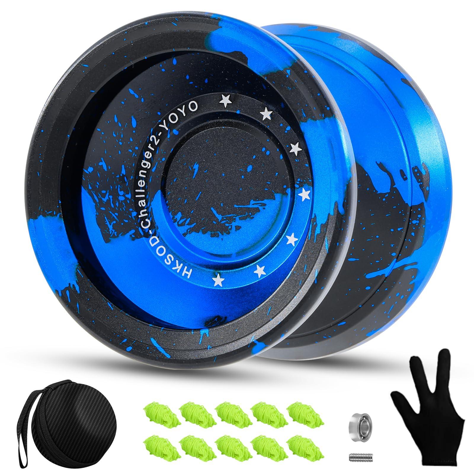 hksod hksod Yoyo Metal Trick Yoyo Professional Responsive Yoyos for Kids 8-12 Beginners,Unresponsive Yo-yo for Adults with Yo Yo Bearing Accessories - Black Blue