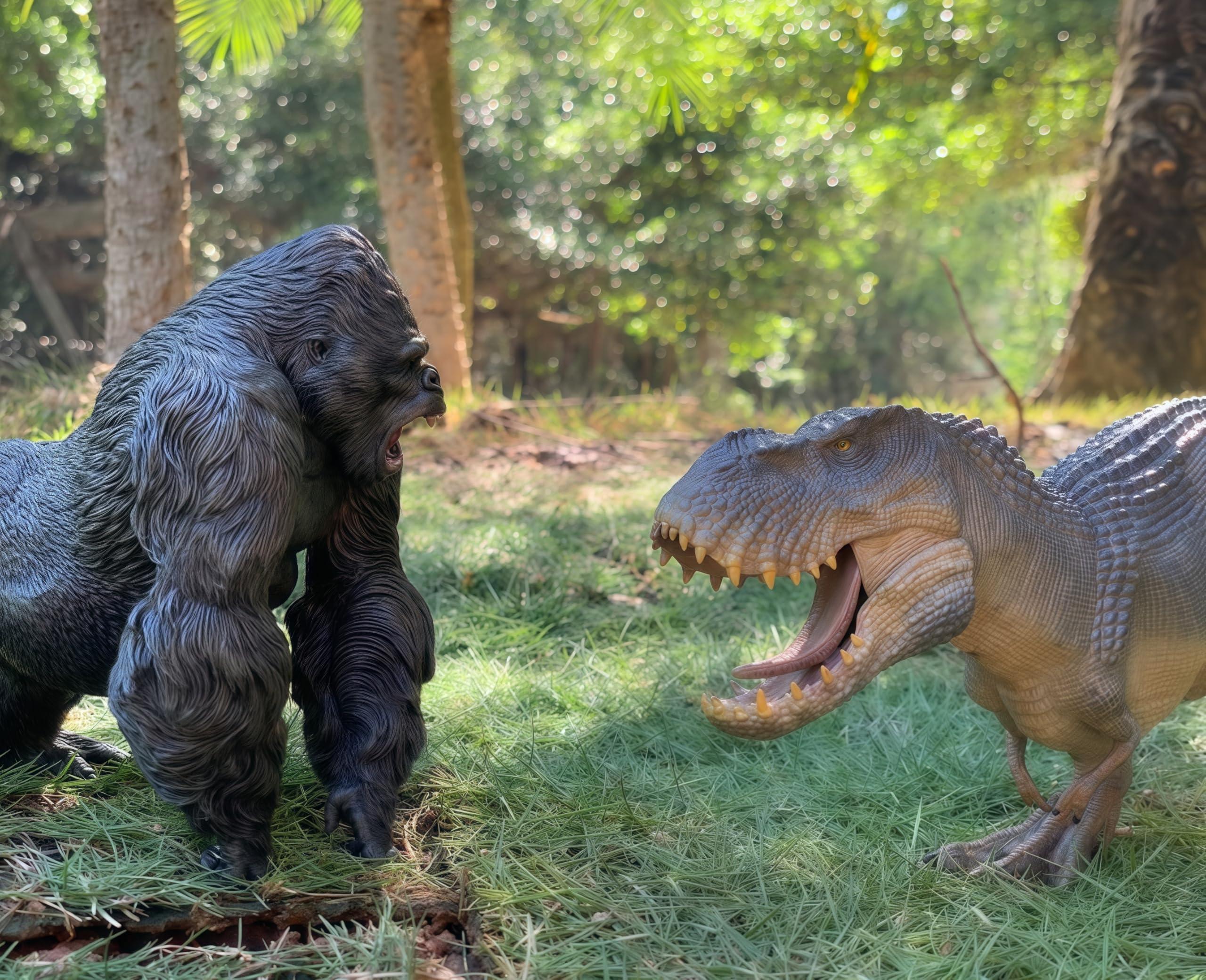 gemini&genius Gemini & Genius King Kong Toys Vastatosaurus Rex Dinosaur World Toys Stand Up with Movable Jaw Gorilla Action Figurine Gift for Kids