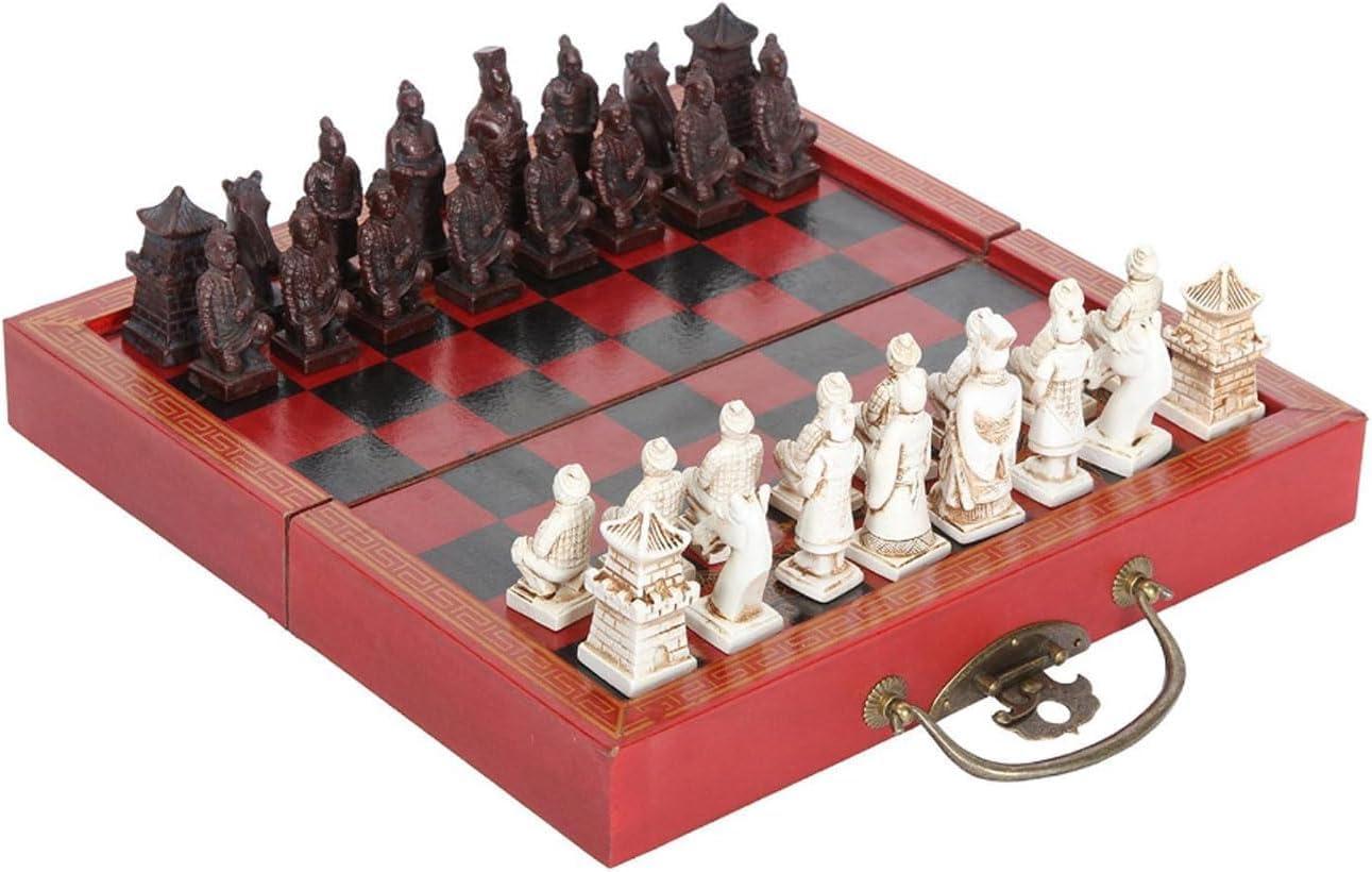 GeRRiT International Chess Large Chess Sets for Adults Folding Wooden Set Portable Travel Board Game with Wooden Chess and Storage Drawers Chess Gifts