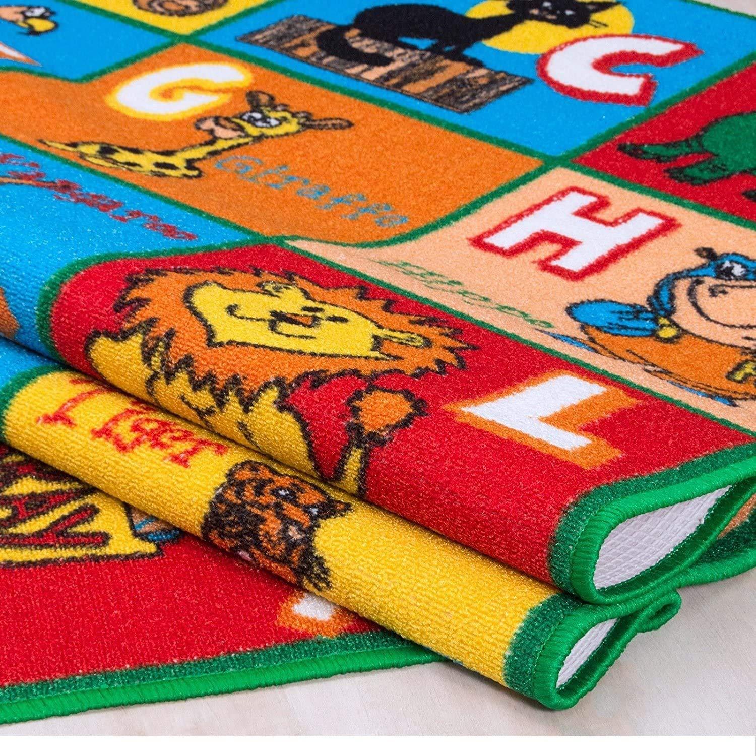Champion Rugs Kids Colorful Animal Alphabet ABC Zoo Animals Area Rug Play Mat for Kids Nursery Bedroom Living Room (8 Feet X 10 Feet)