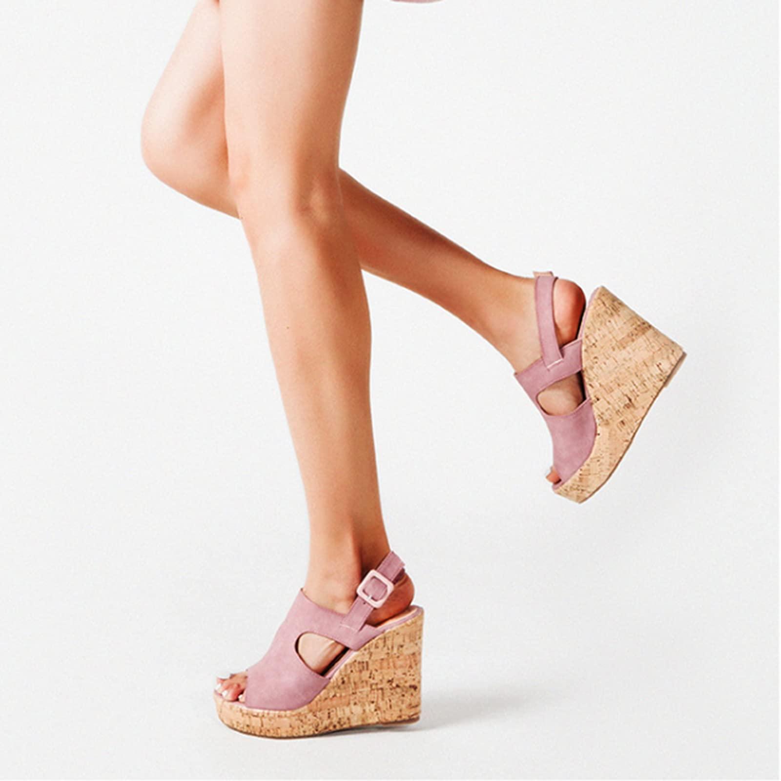 ZBYY ZBYY Women's Platform Sandals Open Toe Buckle Ankle Strap Chunky Platform Sandals Espadrille Gladiator Wedge Sandal