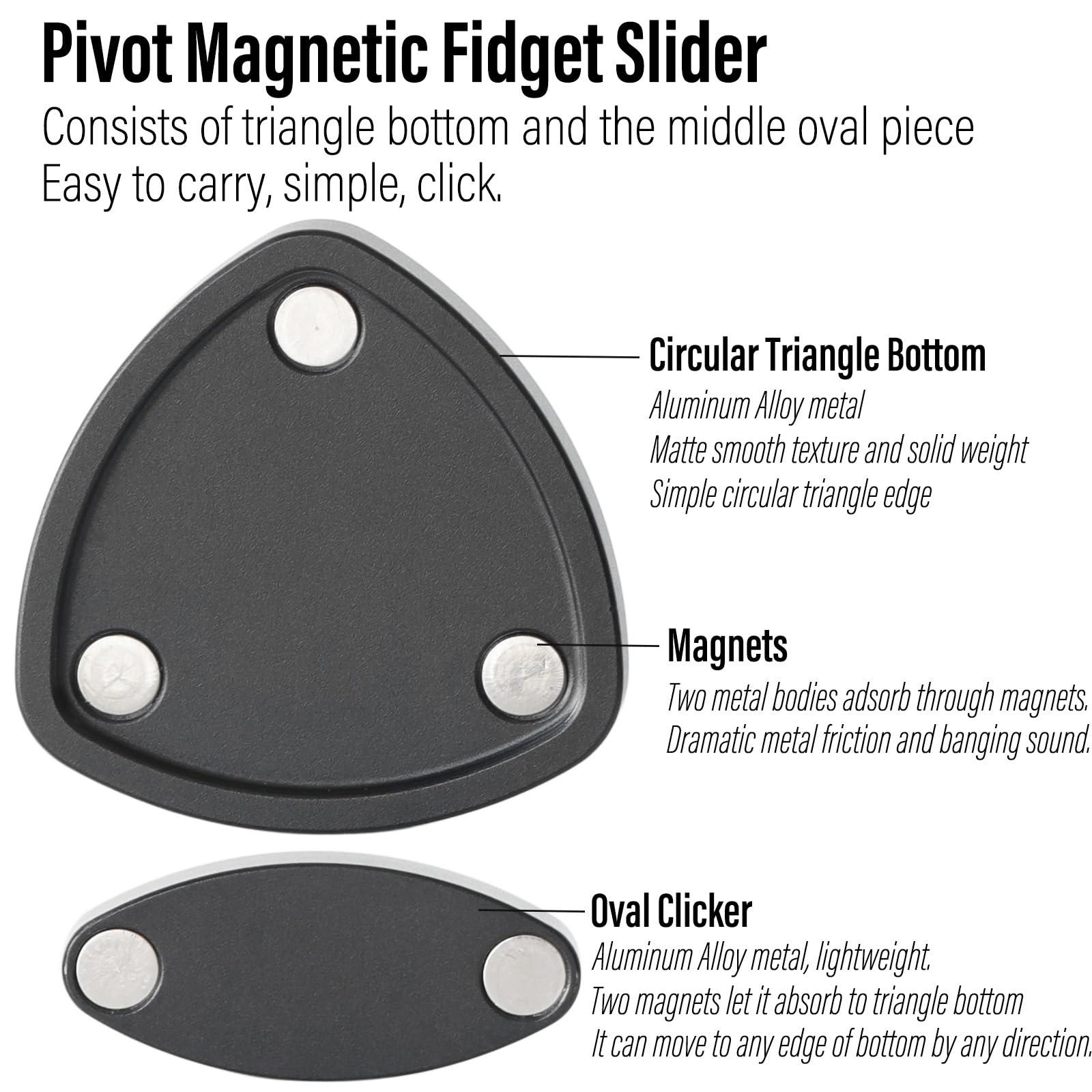 FREELOVE FREELOVE Pivot Magnetic Fidget Slider, Metal Worry Coin Haptic Clicker for Adults, Triangle Rotation Kinetic Toy Mechanical Sound EDC, Autism Sensory ADHD Anxiety Focus Meditation (Aluminum Black)