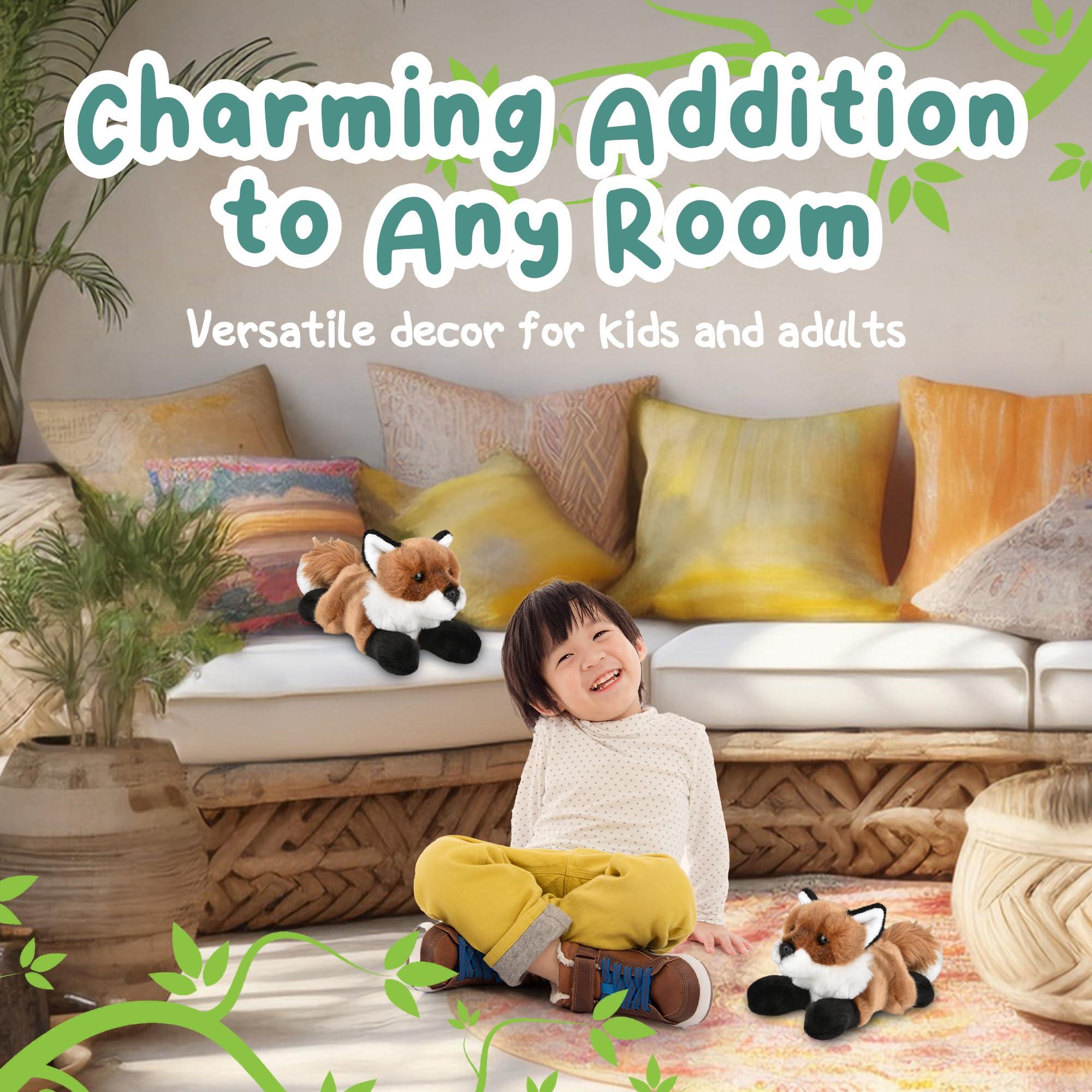 Forest & Twelfth Forest & Twelfth Laying Stuffed Fox, Lifelike 9.5\" Soft Plush Animal Toy for Cuddles, Bedtime, Play, Huggable Stuffed Plushie for Sleeping, Home Dcor, Snuggly Gift for Kids (Fox)