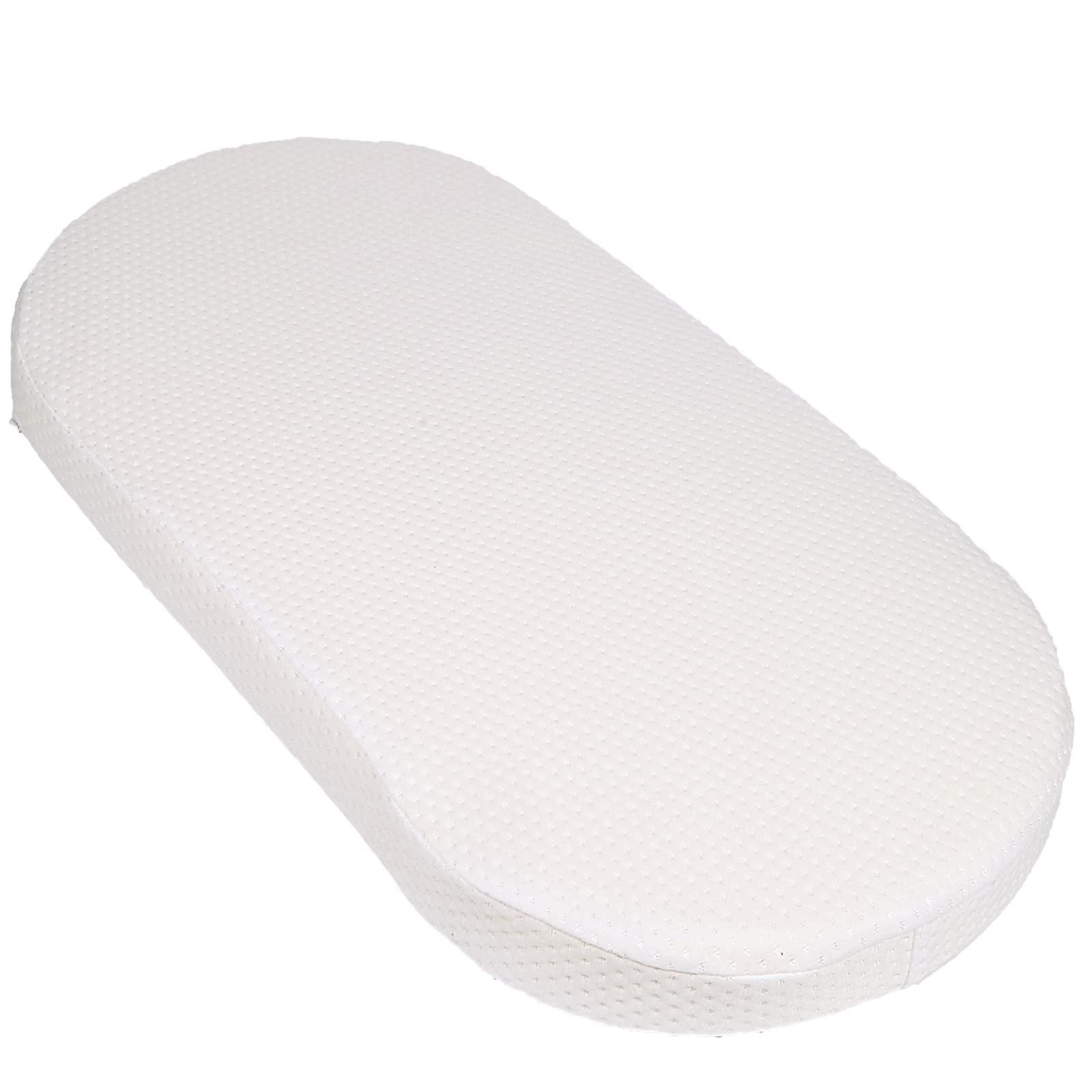 Mecc ecoh Mecc ecoh Baby Bassinet Mattress with 100% Breathable Cover, Water-Resistant Lining Rattan Oval Bassinet Pad, Hypoallergenic, Non-Toxic, Safer, Hypoallergenic, for Moses Basket, 15" x 30" x 2"