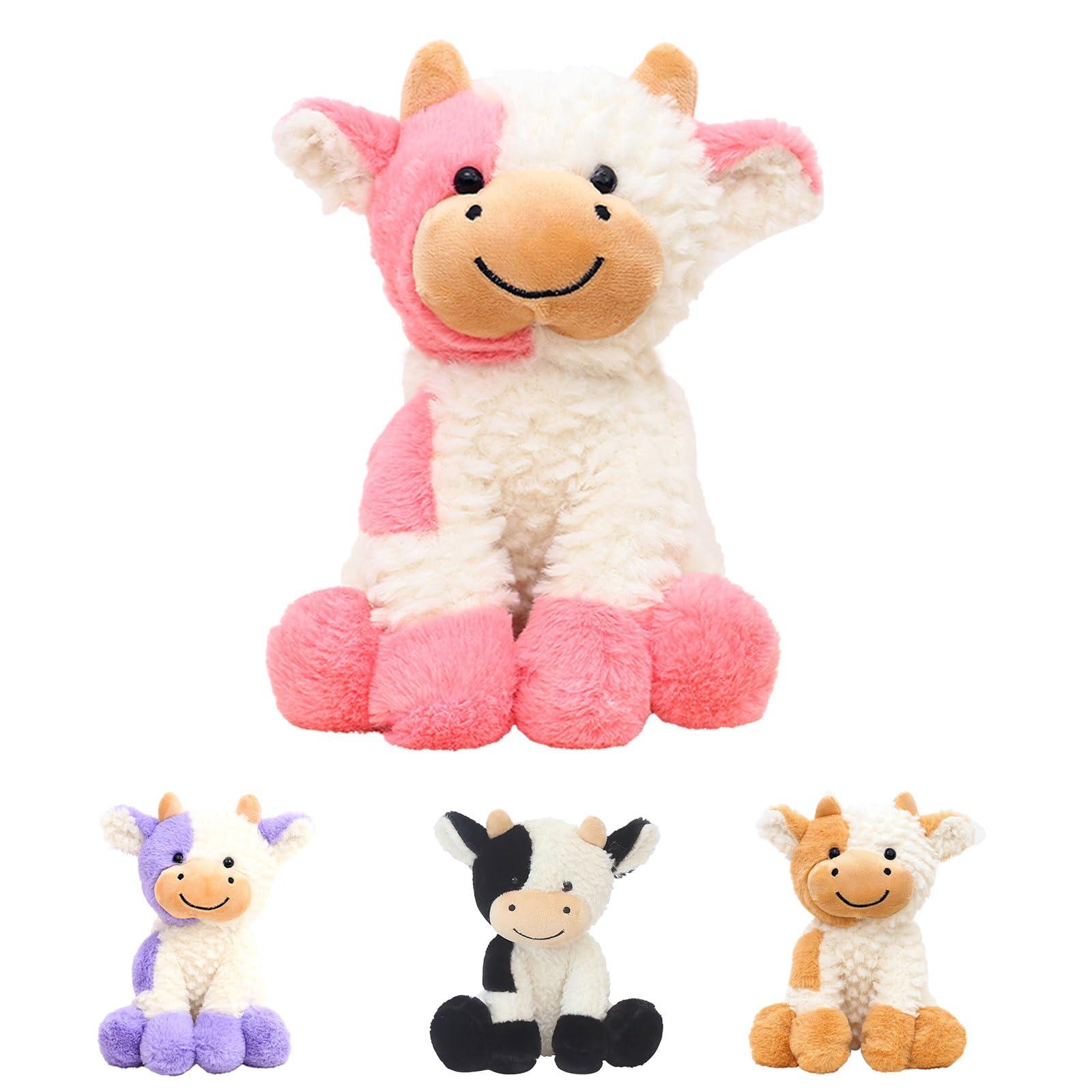 AUCOOMA AUCOOMA Cow Stuffed Animal Adorable Plush Pink Calf Fluffy Plush Doll Birthday Warm Gift for Kids Nursery Girls Toddlers Adults 9\"