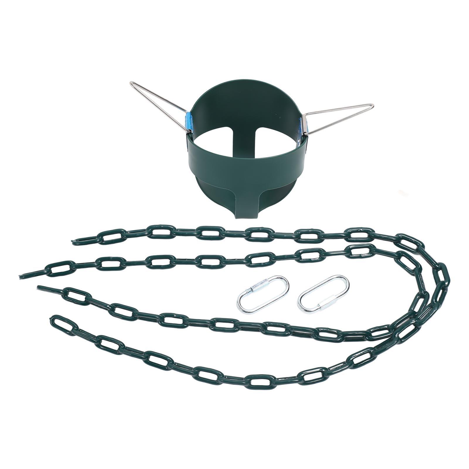 SUNGOOYUE Full Bucket Toddler Swing Seat, Adjustable Chains 200kg Load Bearing Swing Seat with Finger Grip and Plastic Coated Chains